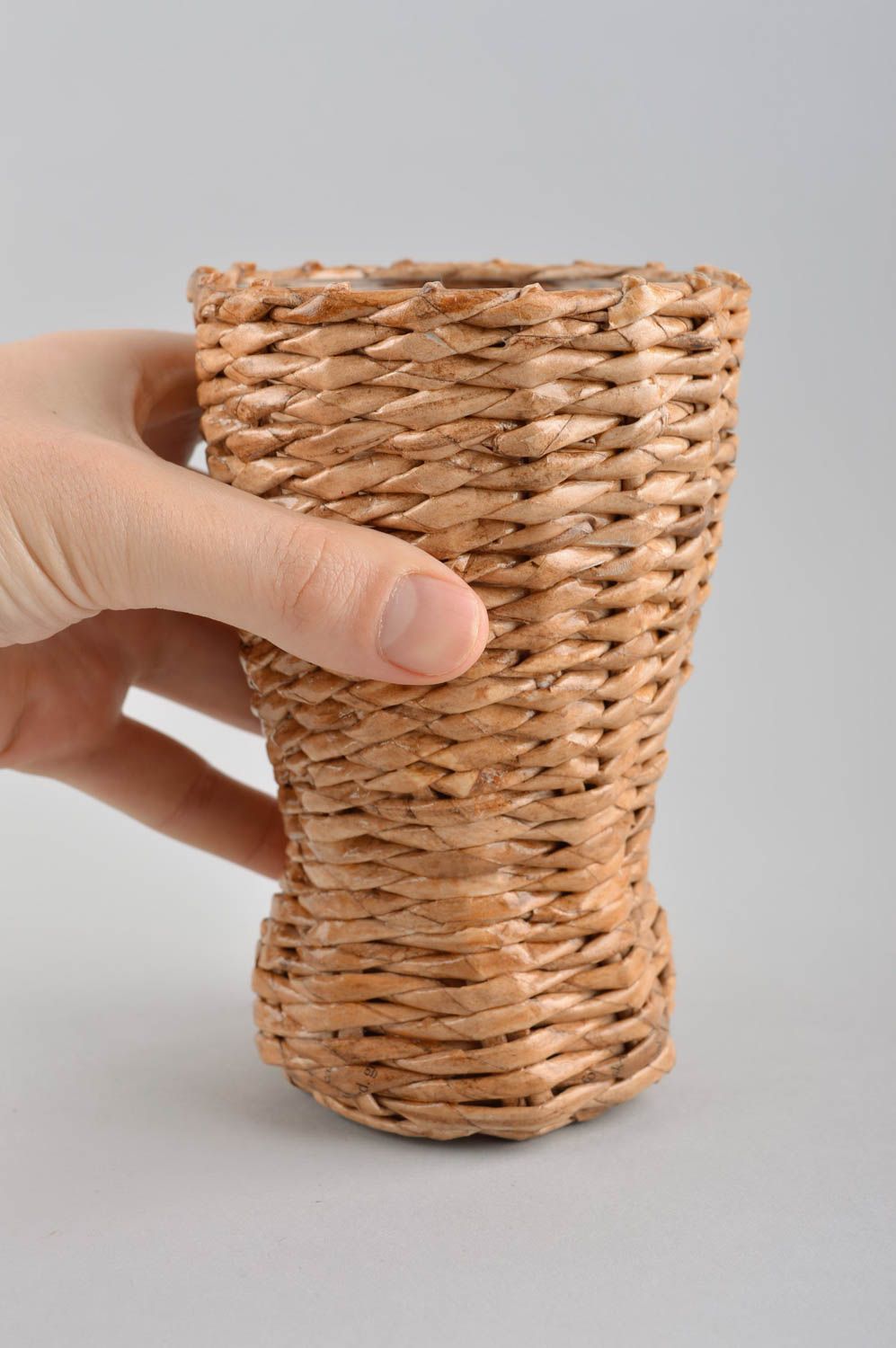 Vase fait main Décor intérieur tressé papier petite taille Cadeau original photo 5