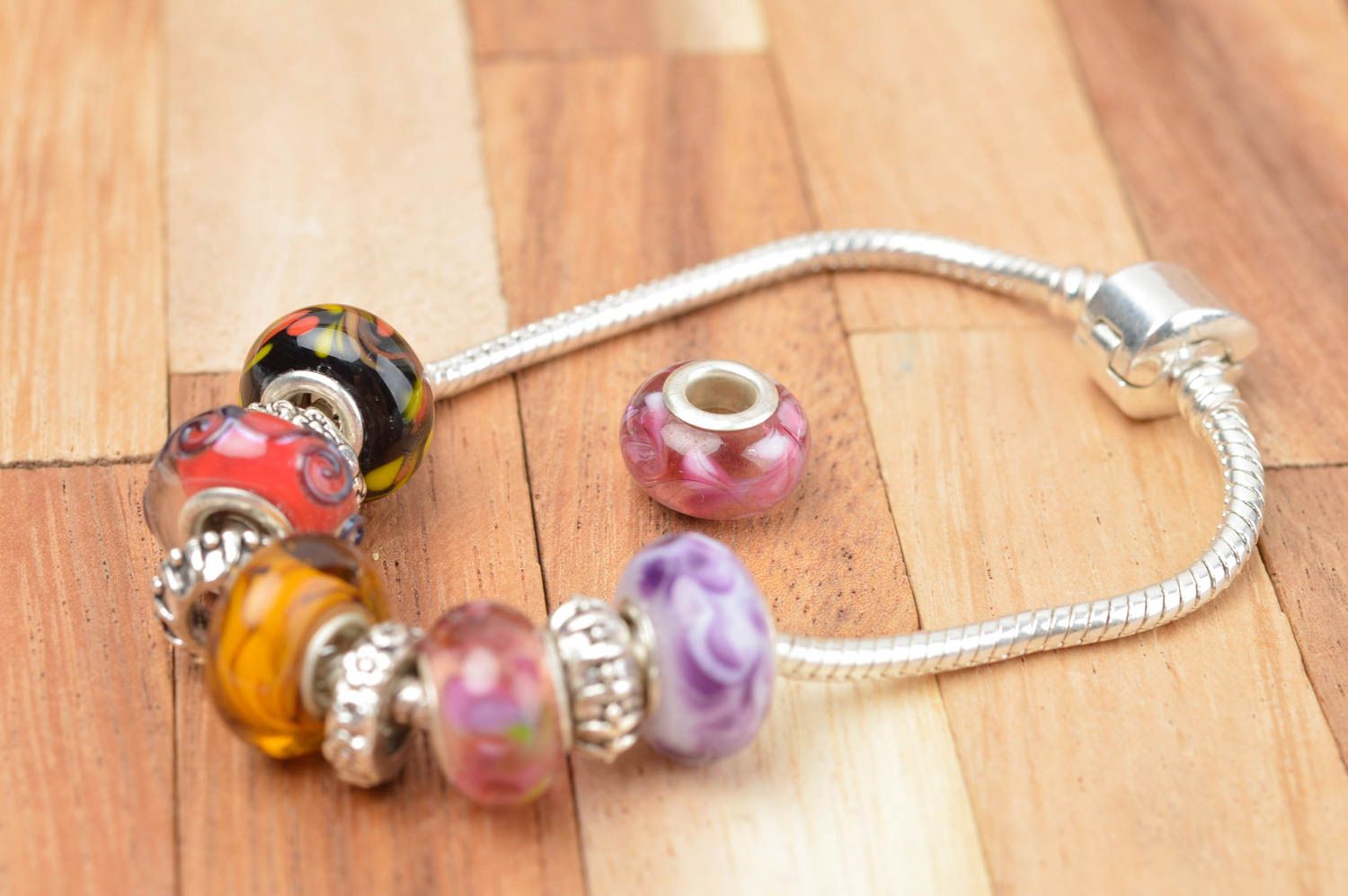 Beautiful handmade glass bead unusual jewelry findings DIY accessories photo 4