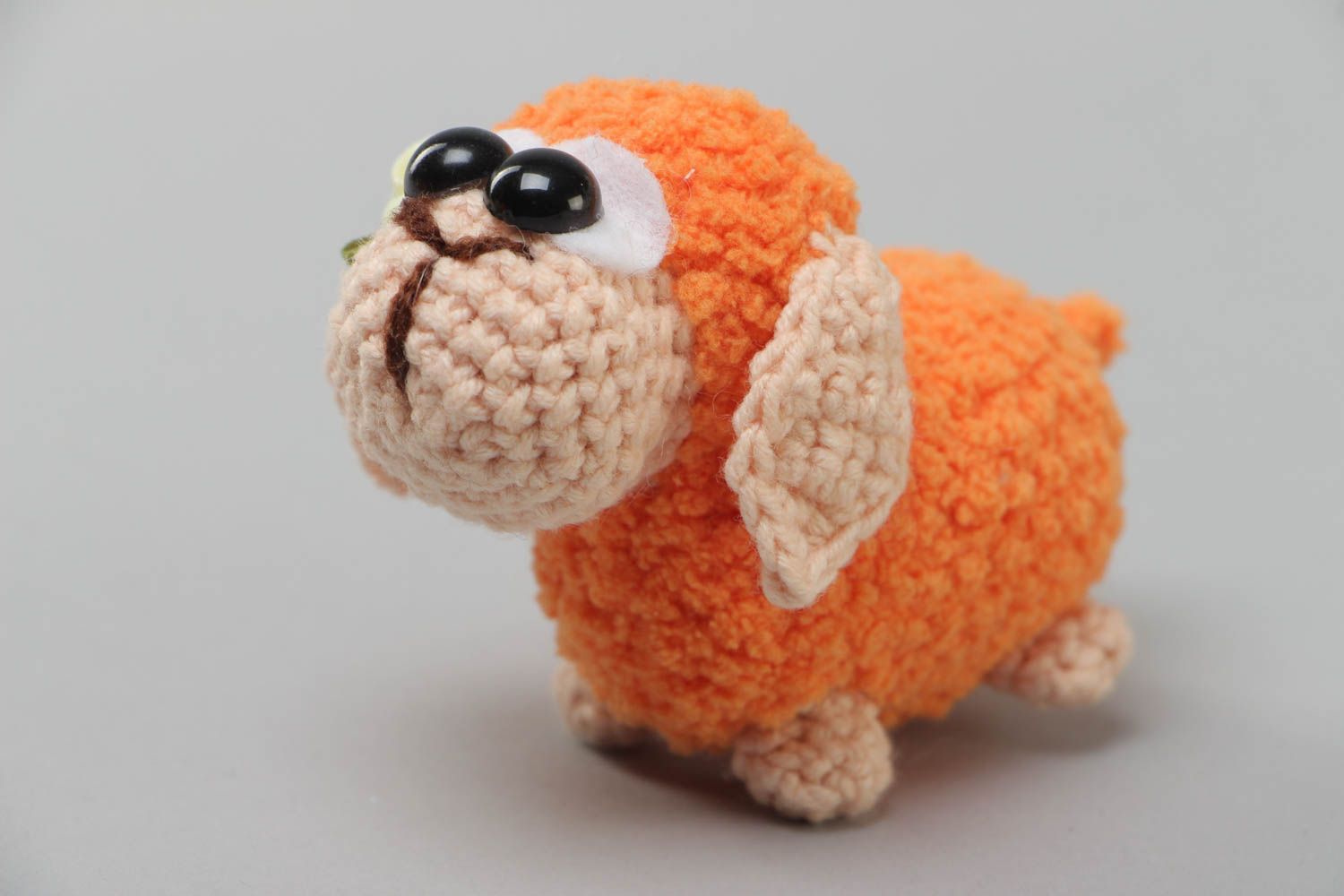 Small handmade soft toy sheep crochet of acrylic threads for children photo 2