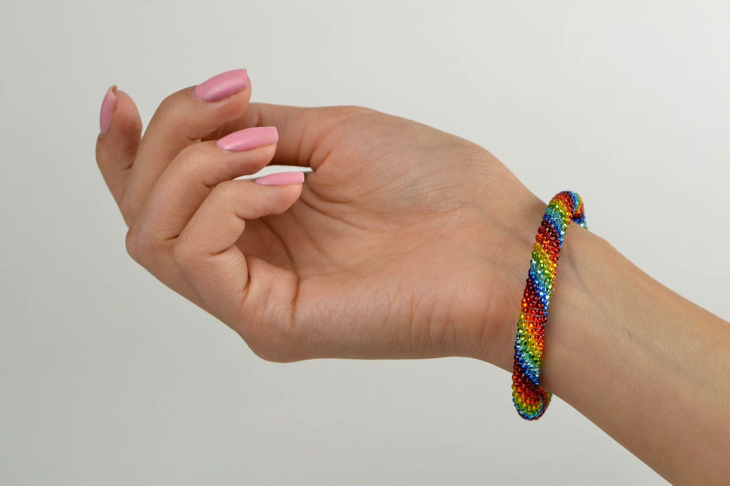 Handmade colorful bead wide cord bracelet for women photo 1
