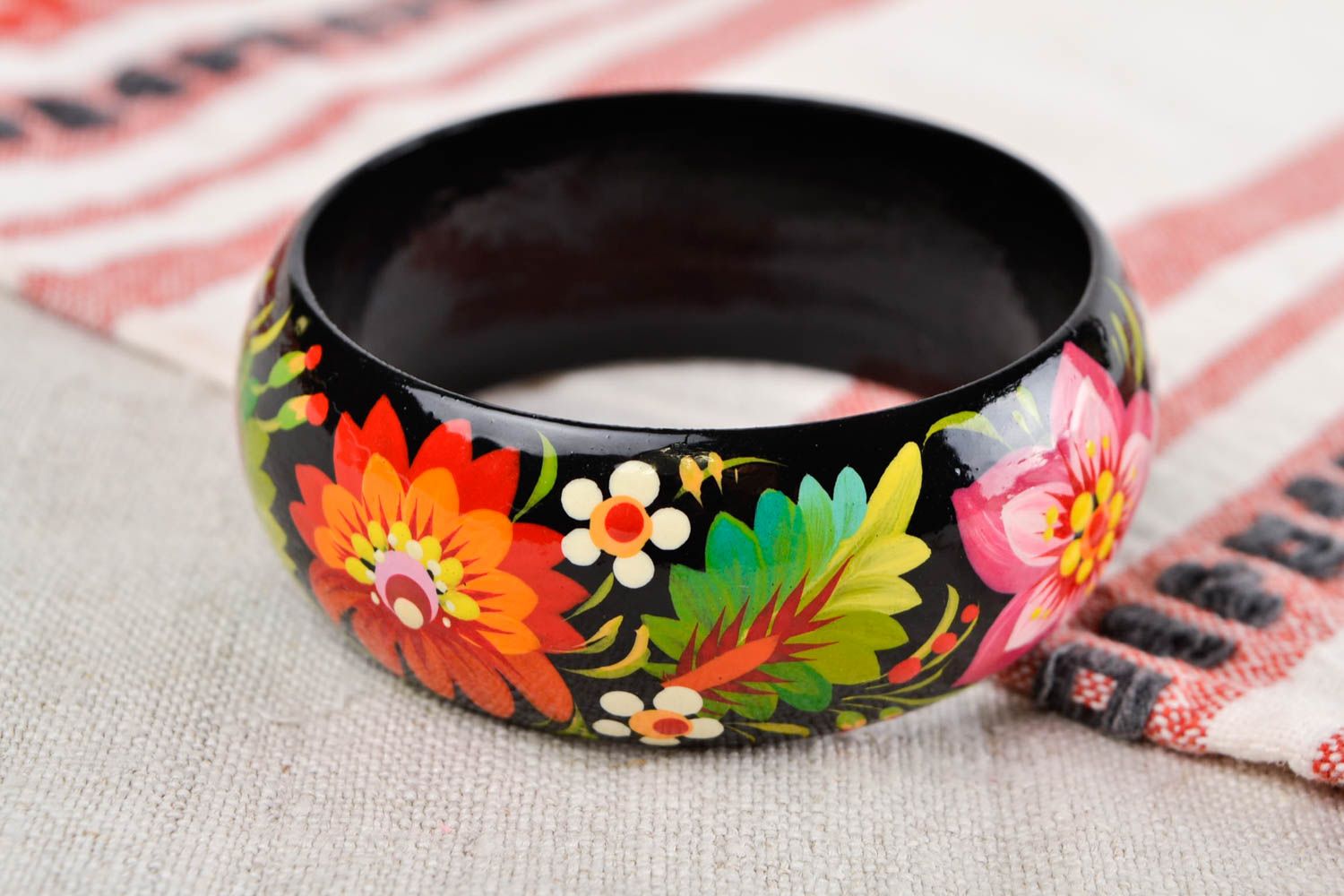 Handmade wooden bracelet jewelry in ethnic style painted bracelet gift photo 2