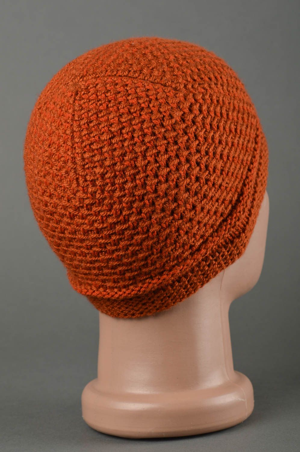 Bonnet chaud fait main Chapeau tricot au crochet chaud orange Vêtement enfant photo 2