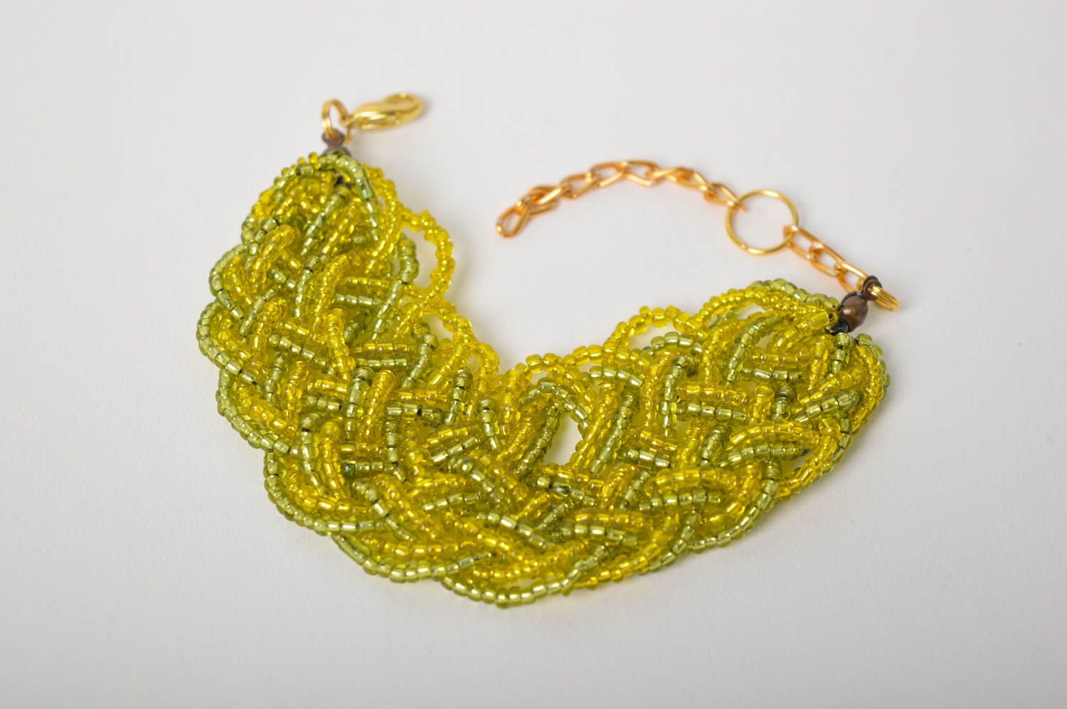 Yellow, light green pigtail shape adjustable bracelet for women photo 5