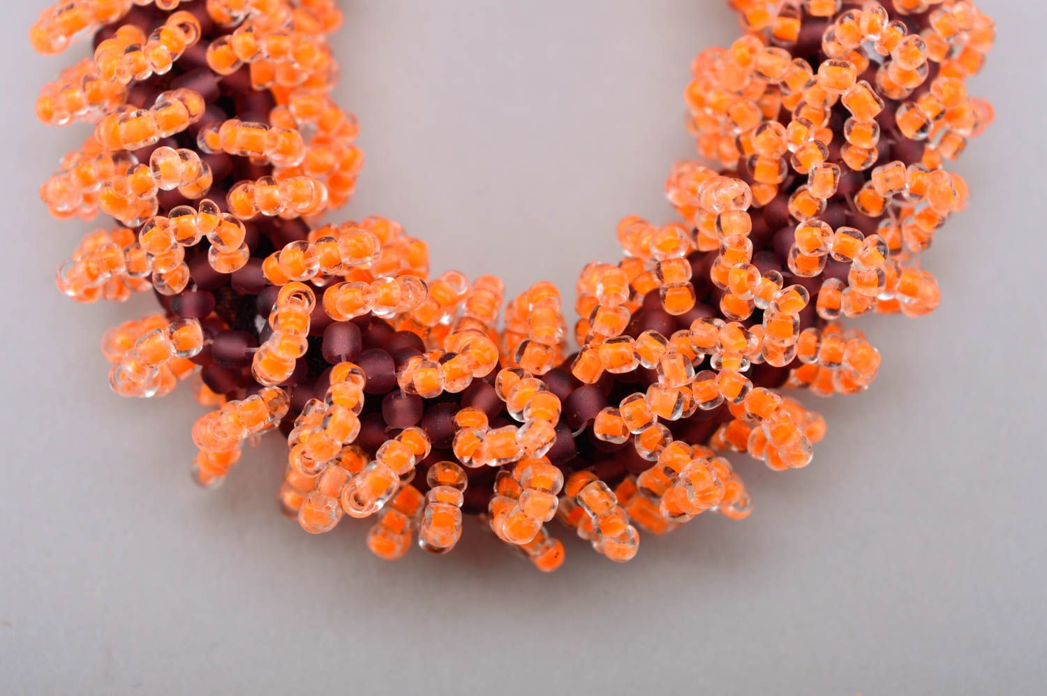 Bracelet en perles de rocaille Bijou fait main orange sur rubans Cadeau femme photo 4