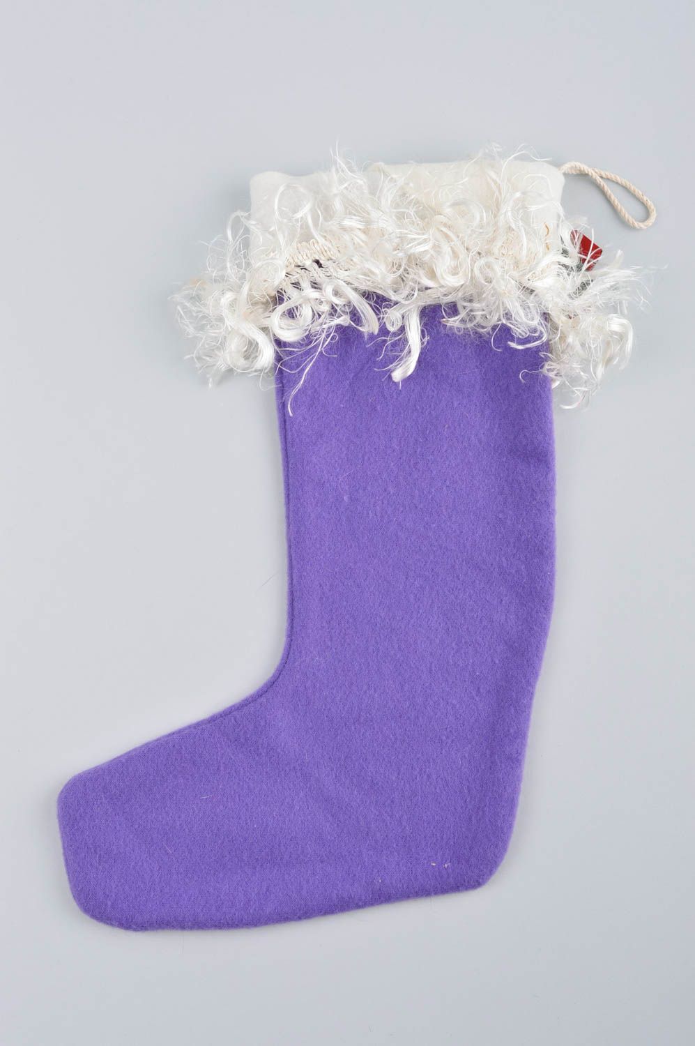 Новогодняя игрушка ручной работы новогодний носок с цветком игрушка на Рождество фото 4