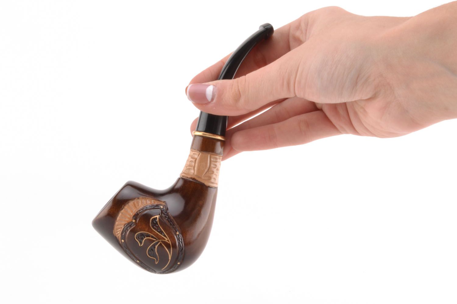 Wooden smoking pipe for decorative use only photo 2