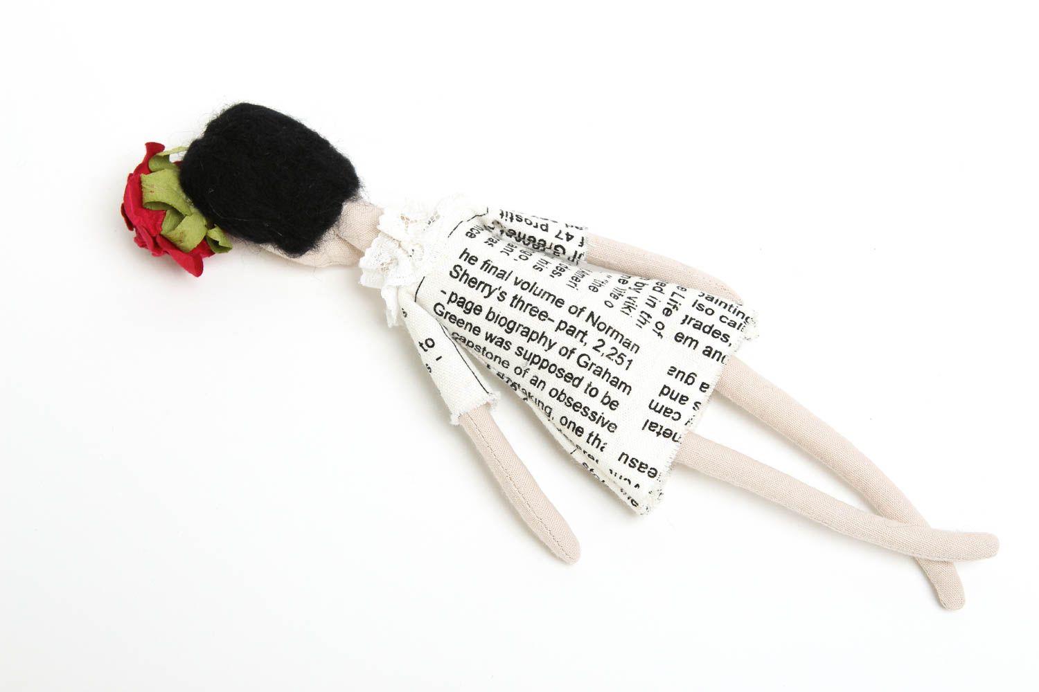 Bambola insolita in cotone fatta a mano pupazzo tessile originale decoro casa foto 4