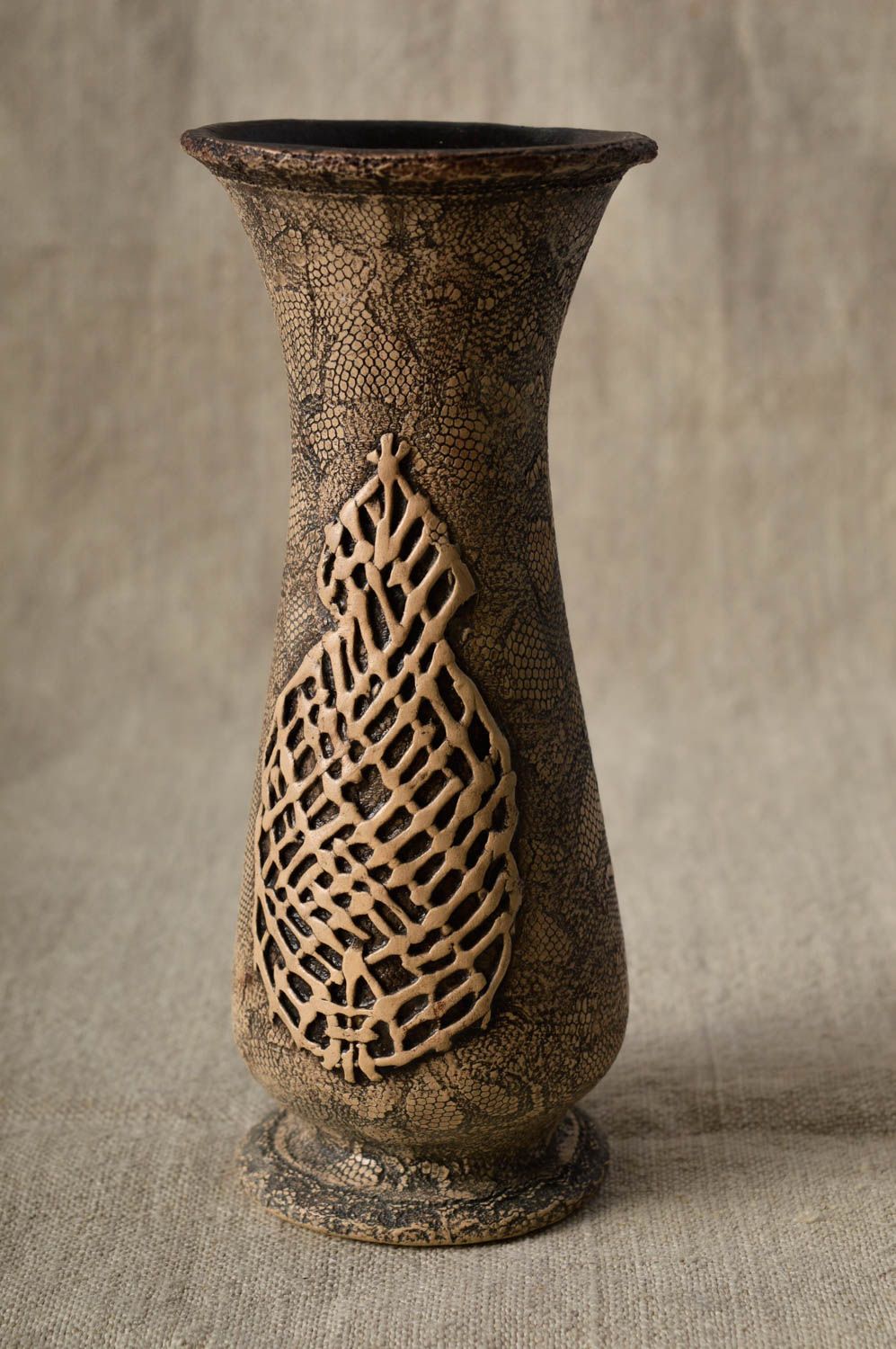 Handmade 6 inches ceramic decorative tube shape vase 0,45 lb photo 1