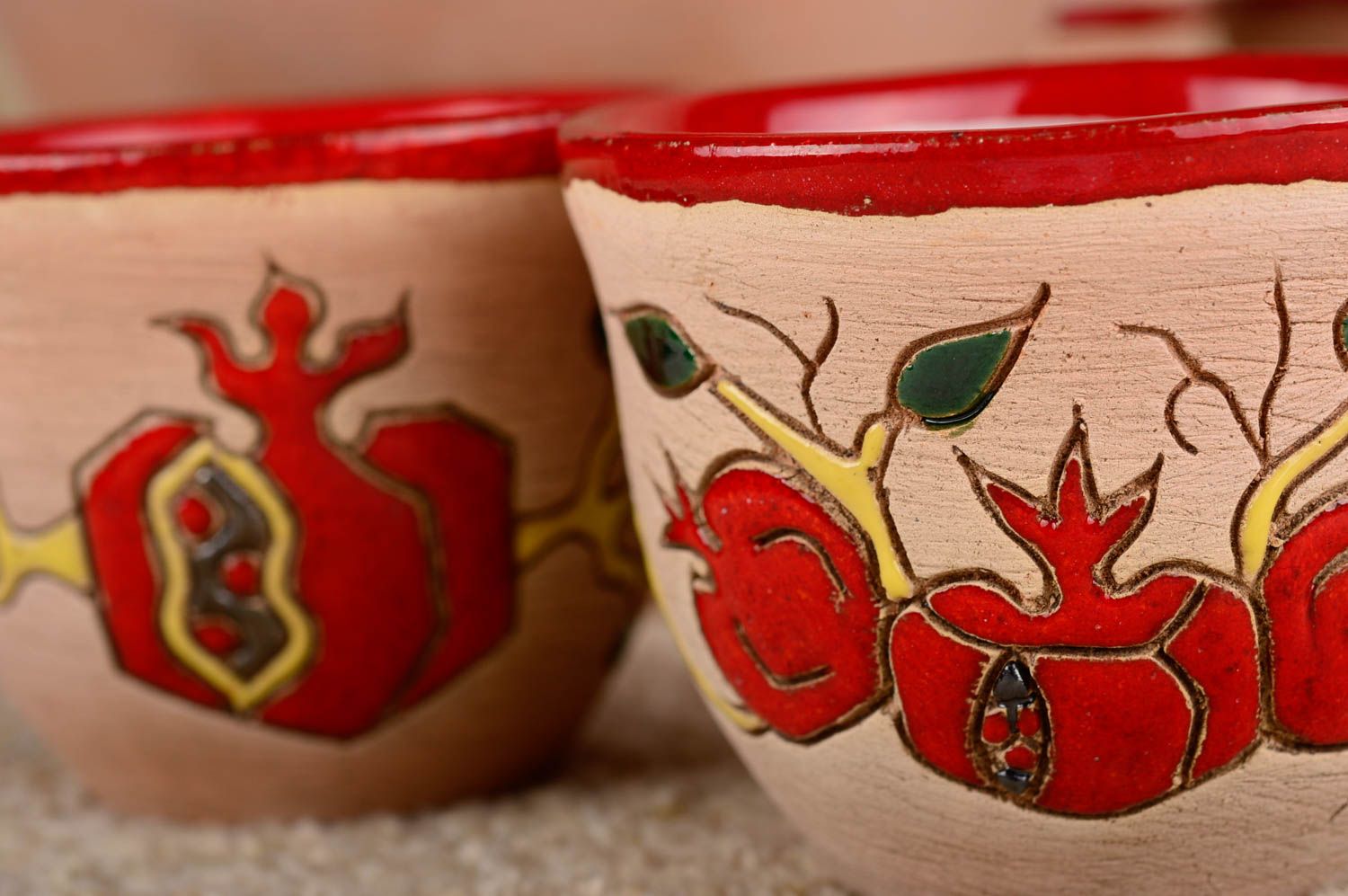 Keramik Krug handmade Geschirr Set Küchen Zubehör Tassen Set mit Bemalung  foto 3