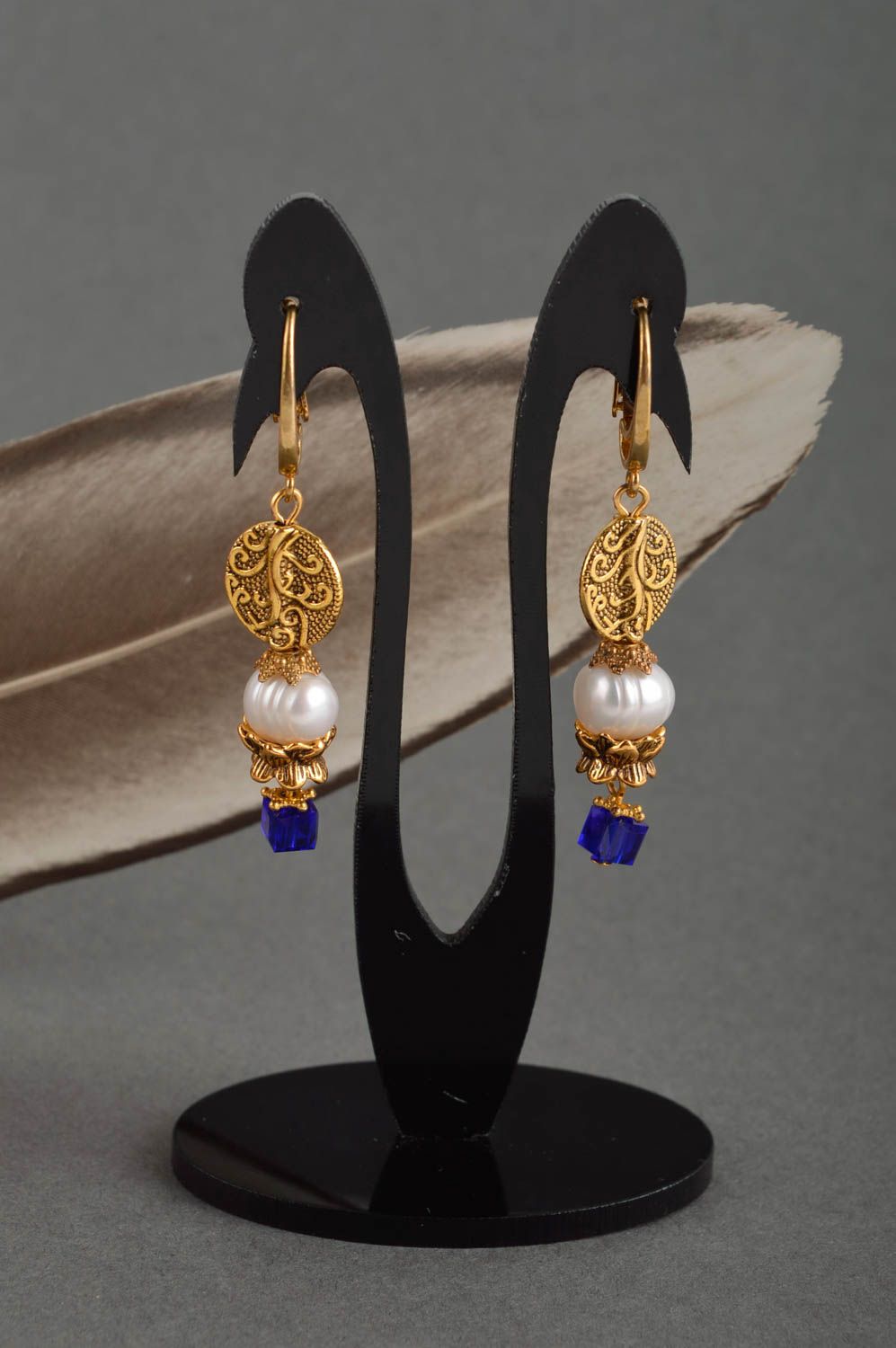 Handmade jewelry pearl earrings designer accessories earrings for girls photo 1