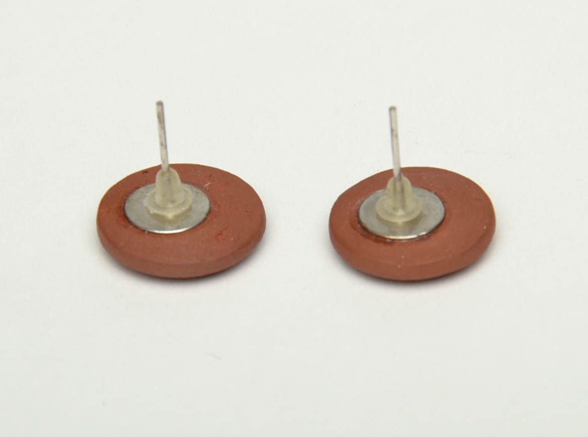 Handmade round ceramic earrings photo 4
