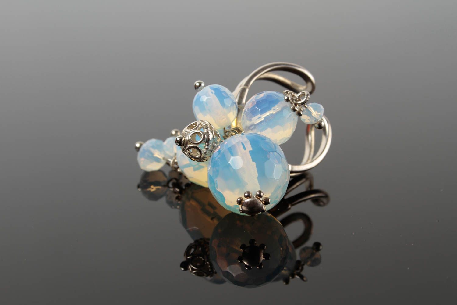 Damenring Silber handgefertigt Designer Accessoire Silberschmuck Ring mit Stein foto 2