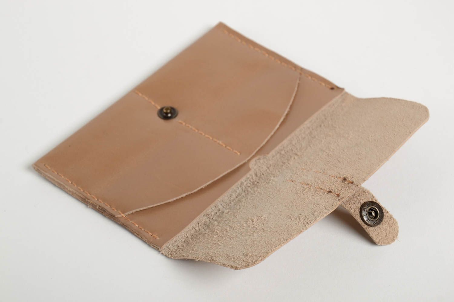 Handmade beige Leder Kartenetui Accessoires für Männer Halter für Visitenkarten  foto 4