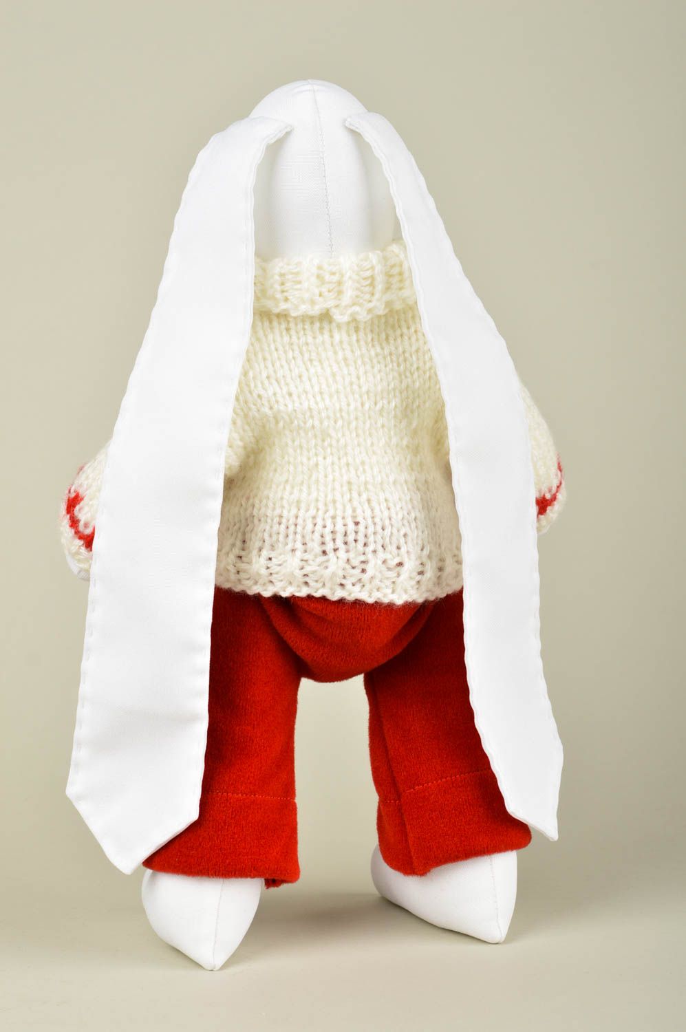 Peluche lapin en pull Jouet fait main en coton original Cadeau pour enfant photo 3