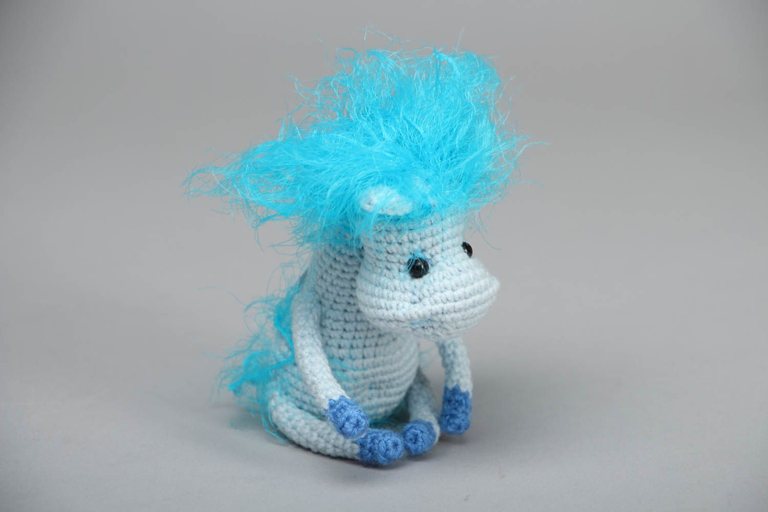 Soft crochet toy Blue Horse photo 1
