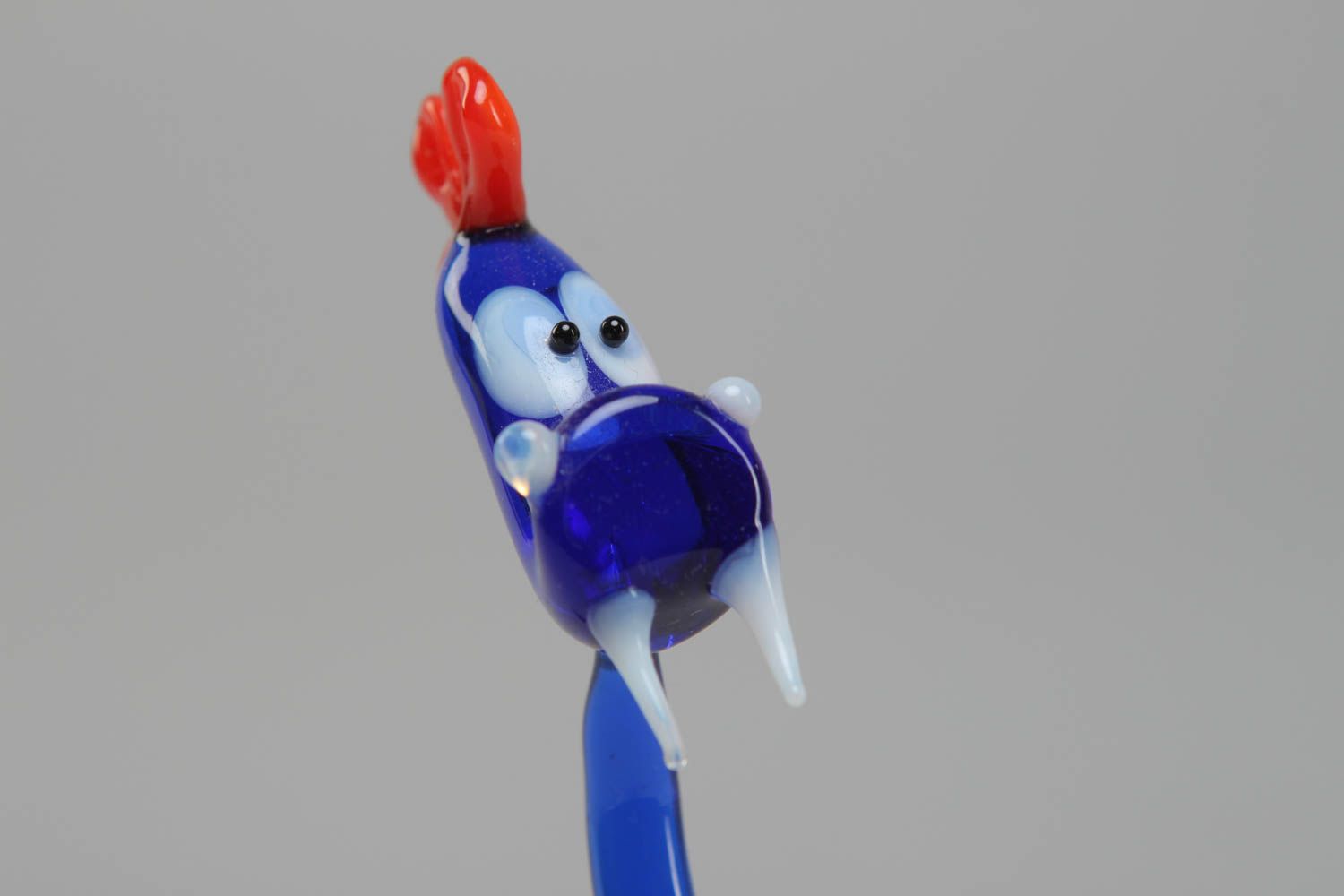 Petite figurine en verre au chalumeau décorative bleue dragon faite main  photo 2