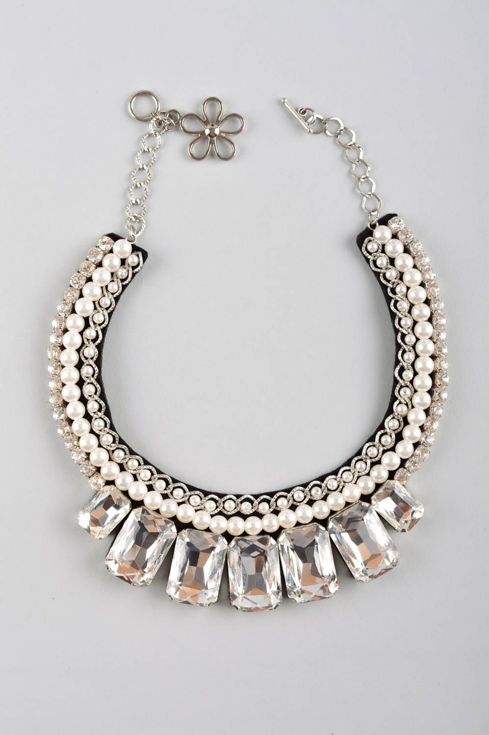 Collier mode Bijou fait main cristaux strass fausses perles Cadeau femme photo 5