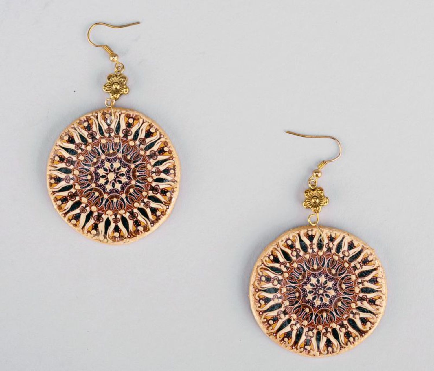 Ceramic earrings Mandala of stability, strength and self-confidence photo 3