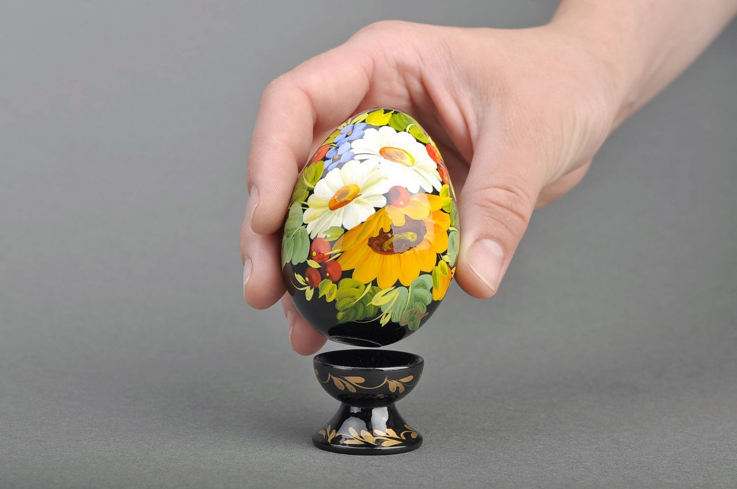 Яйцо декоративное на подставке Подсолнух фото 5