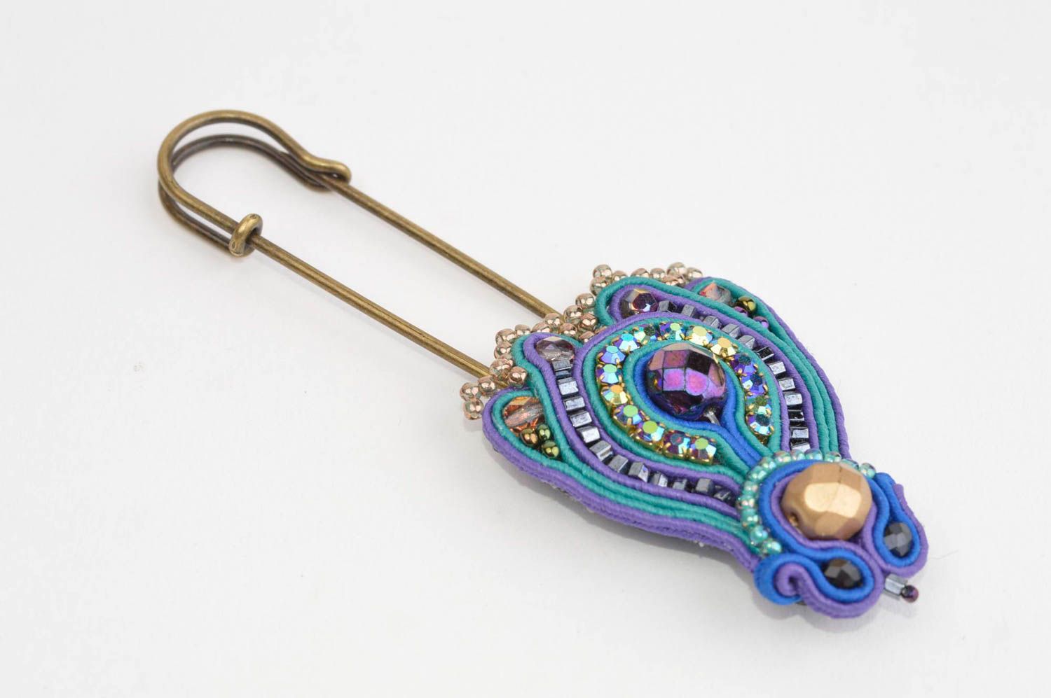 Soutache brooch handmade embroidery brooch fashionable accessory for girls photo 2