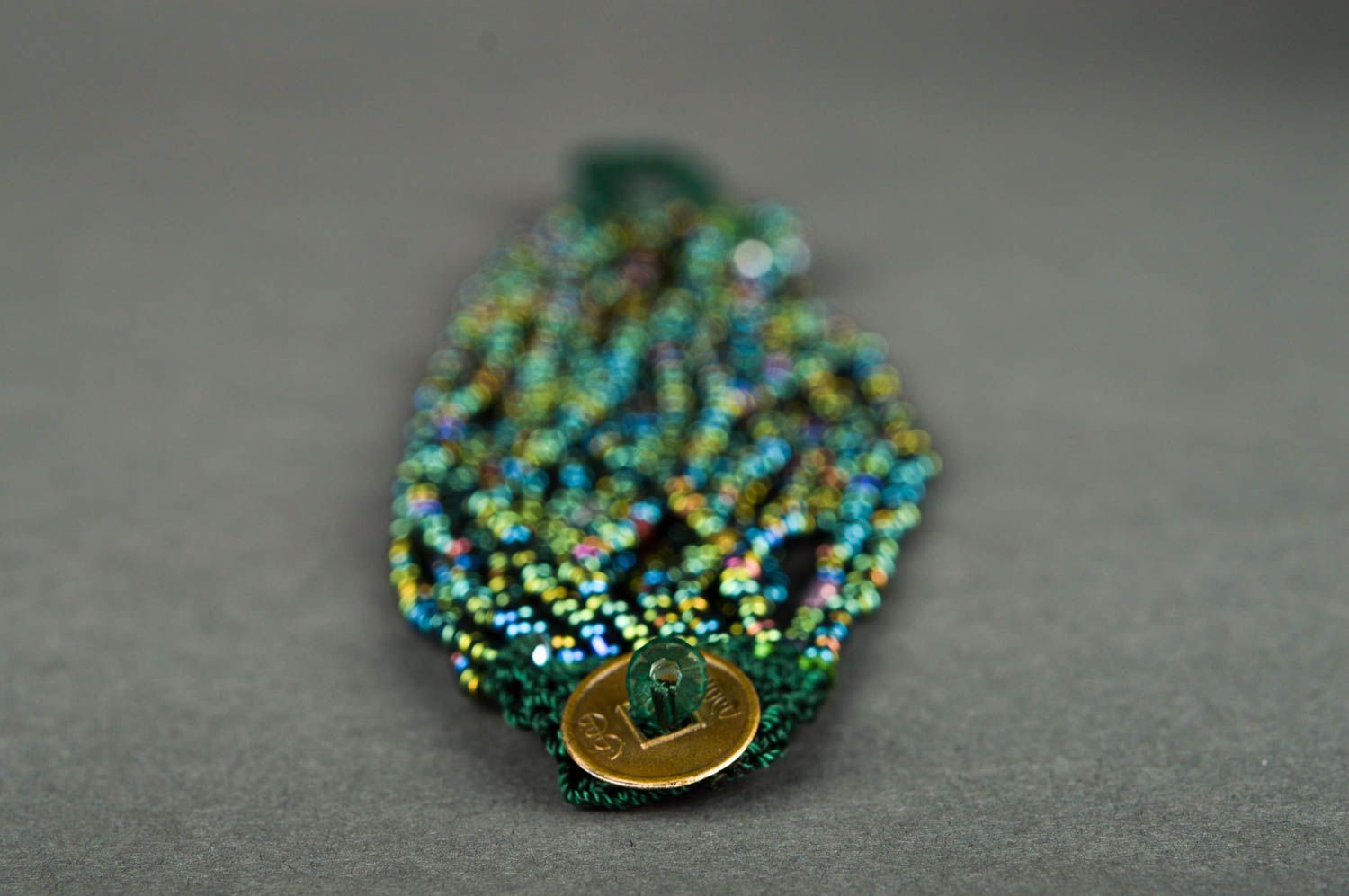 Bracelet perles rocaille Bijou fait main vert au crochet Accessoire femme  photo 5