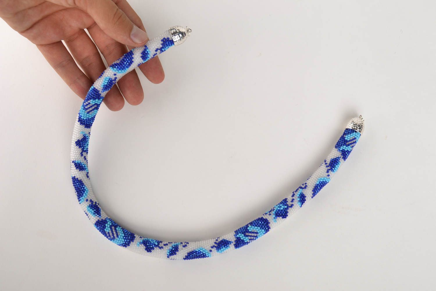 Handmade Halskette für Frauen Rocailles Kette Frauen Accessoire breit gemustert foto 5