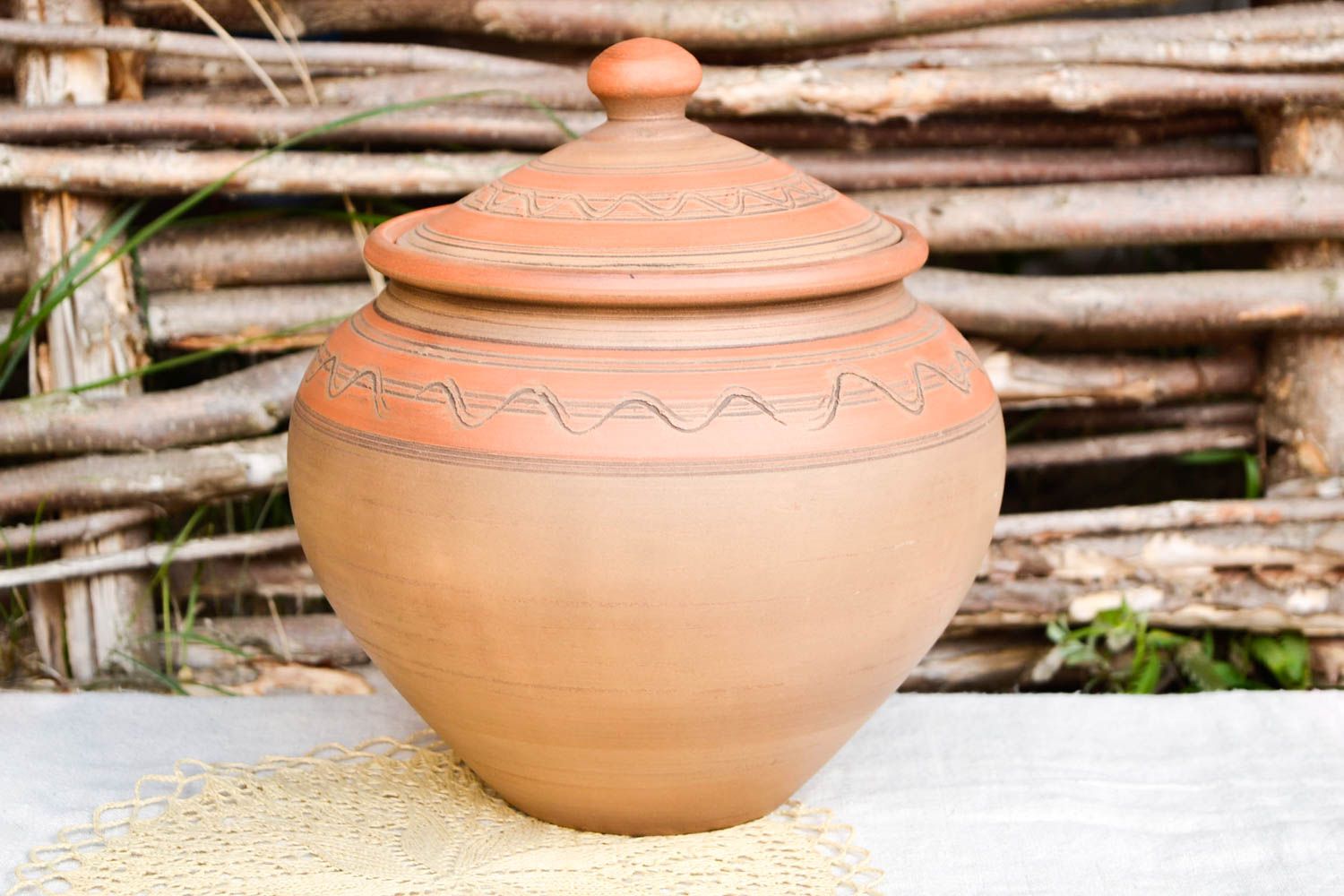 Handmade Keramik Topf für Schmoren mit Deckel Ton Geschirr Küchen Zubehör foto 1