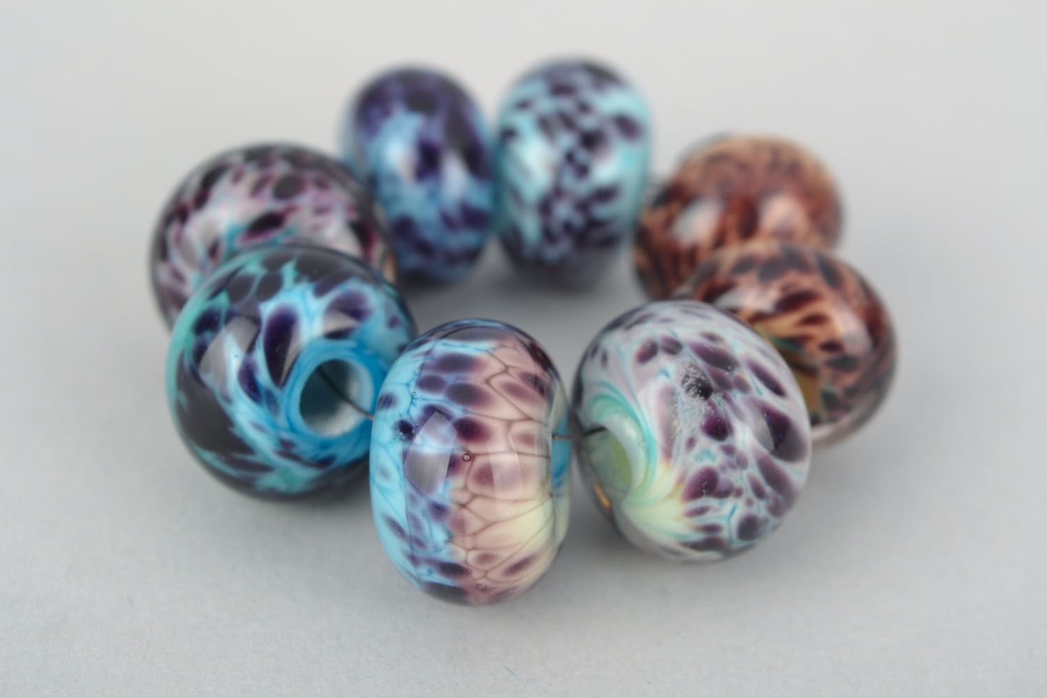 Fourniture verre chalumeau perles fantaisie rondes multicolores photo 3