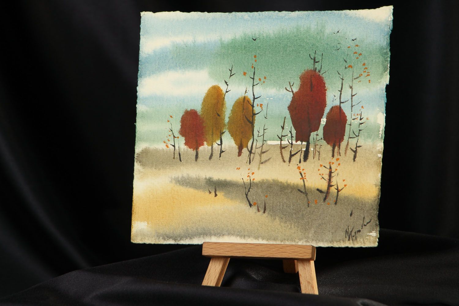 Watercolor painting Transparent Autumn photo 5