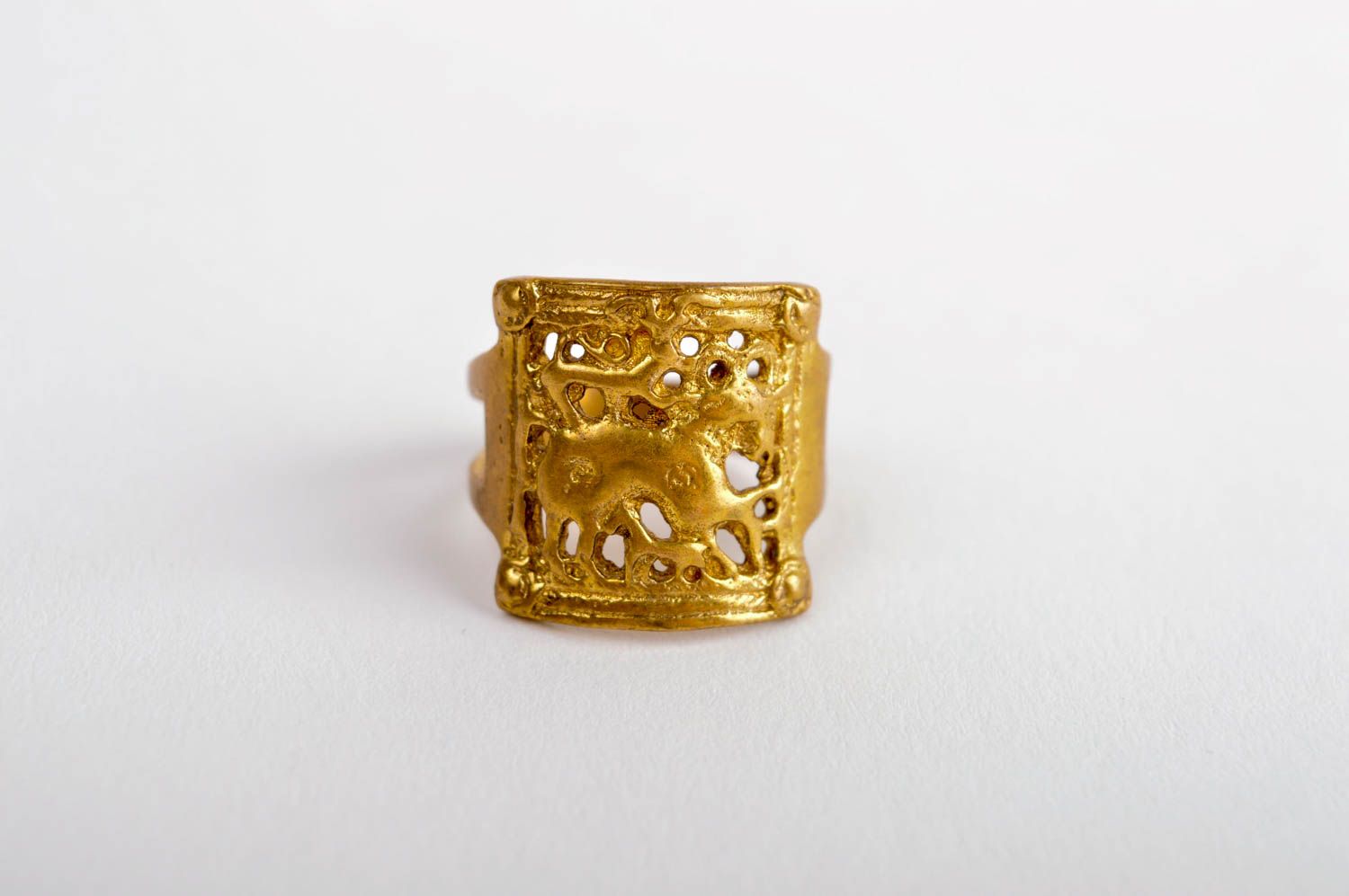 Кольцо ручной работы украшение из латуни модное кольцо маленькое необычное фото 3
