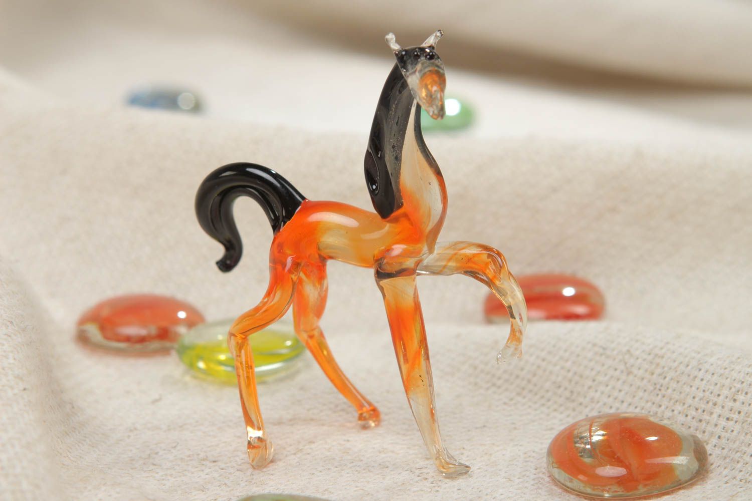 Petite figurine en verre au chalumeau cheval faite main originale décorative photo 5
