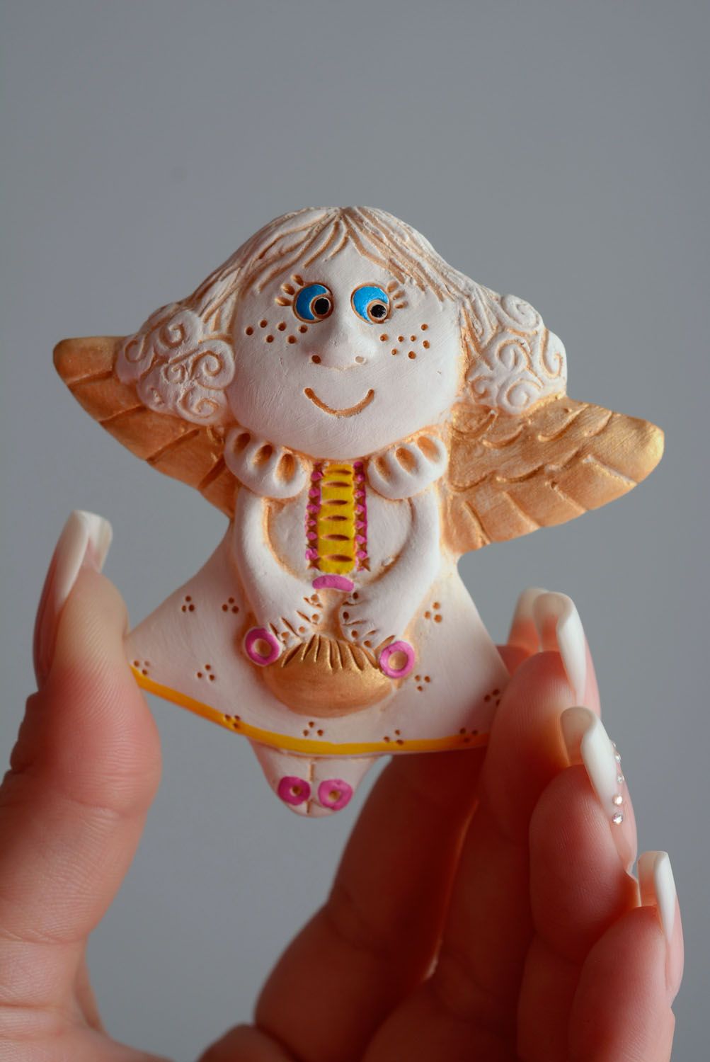 Homemade ceramic fridge magnet Angel photo 3