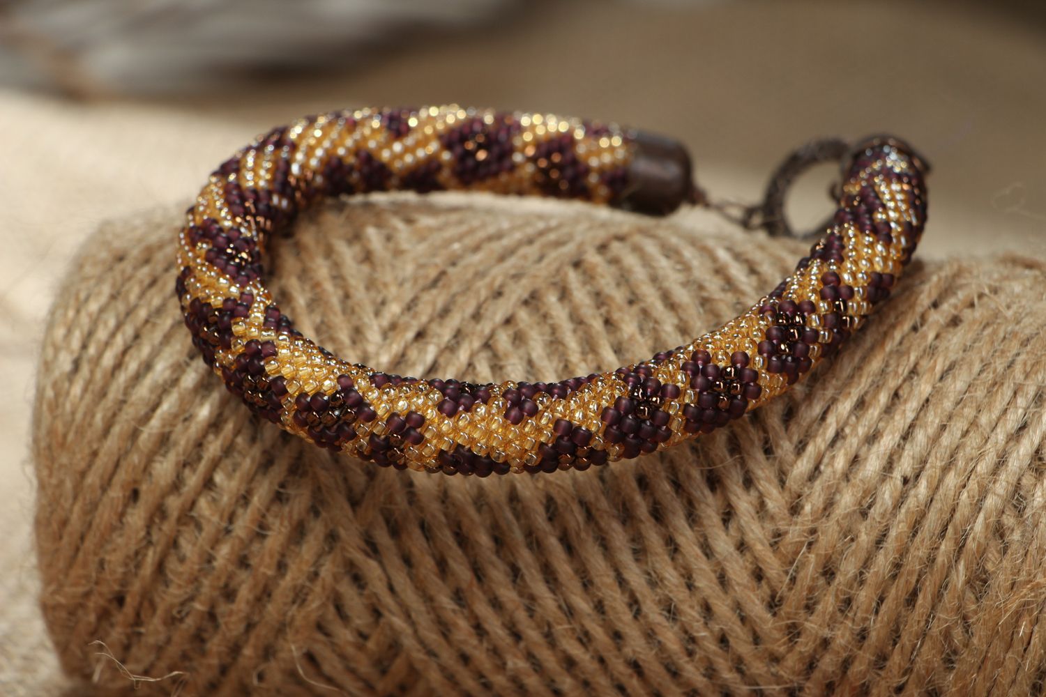 Handmade beaded cord bracelet Leopard photo 4