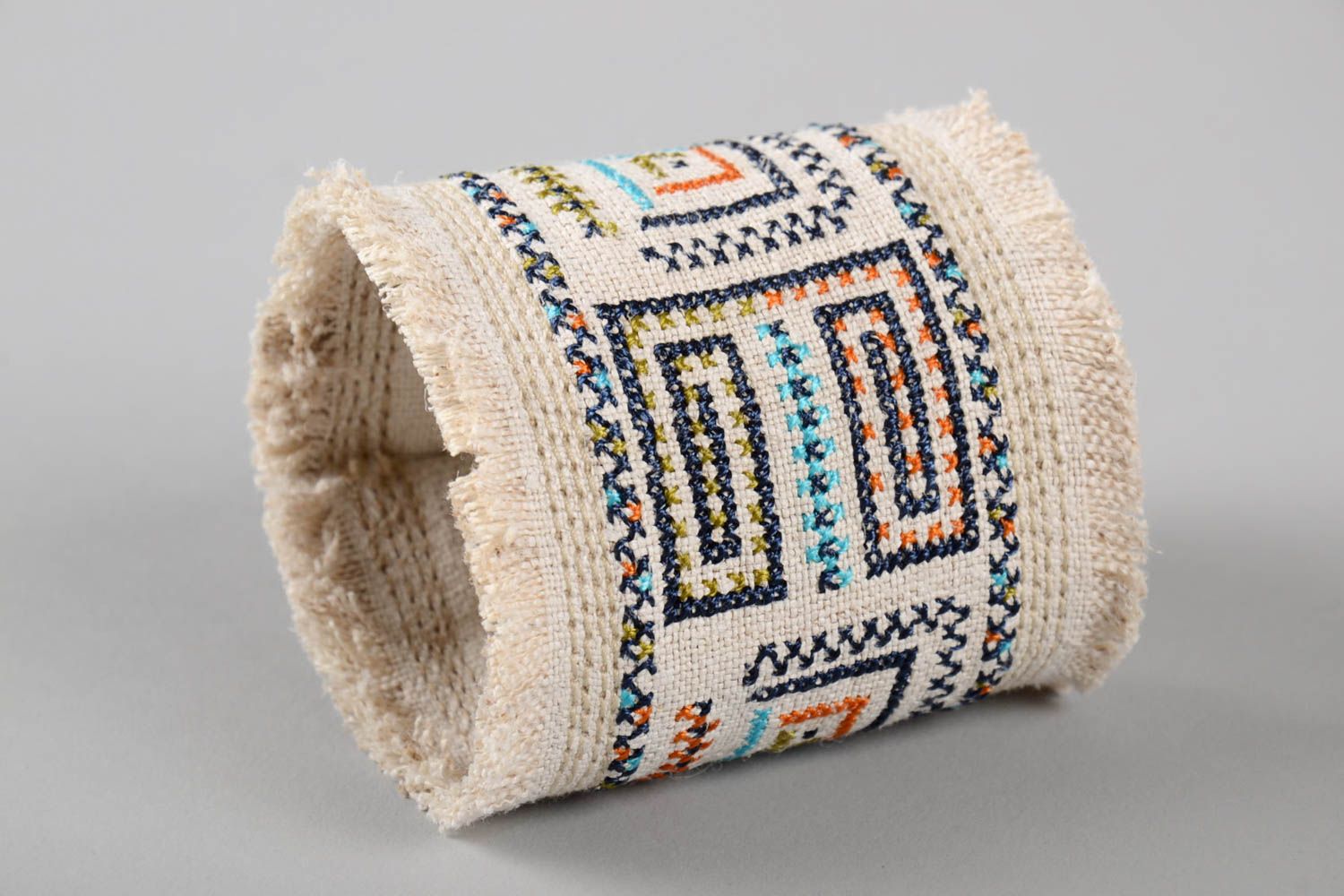 Handmade Schmuck breites Armband Accessoire für Frauen Armband aus Stoff Ethno foto 4