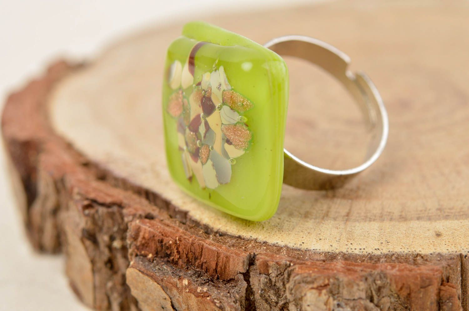 Handmade designer glass ring beautiful elegant ring stylish accessory gift photo 1
