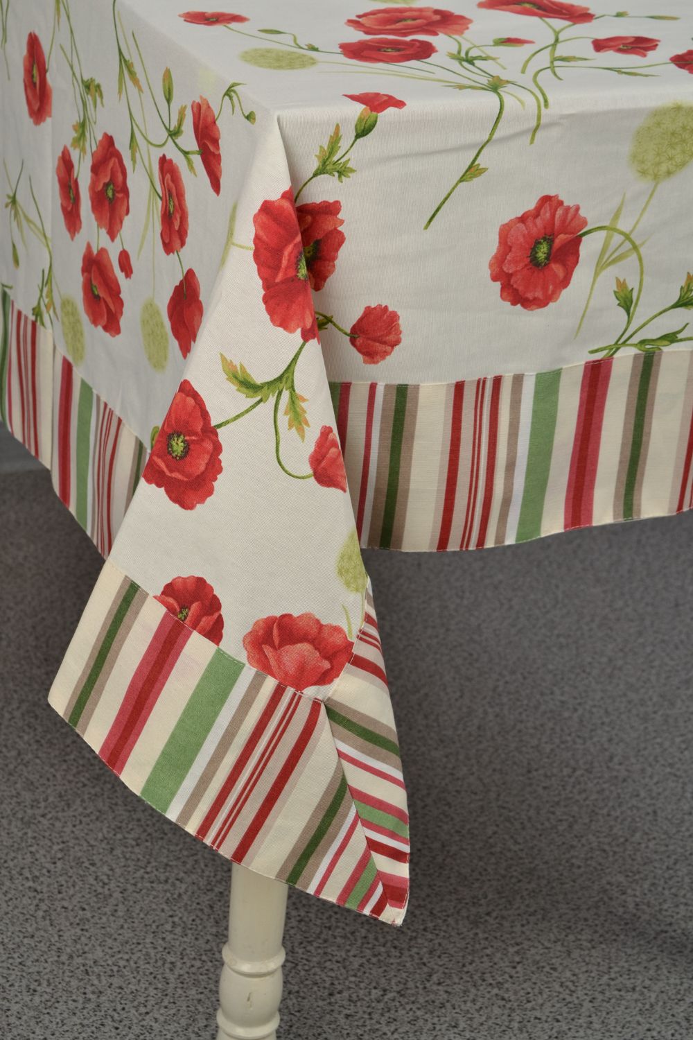 Rectangular cotton and polyamide tablecloth with poppies photo 3