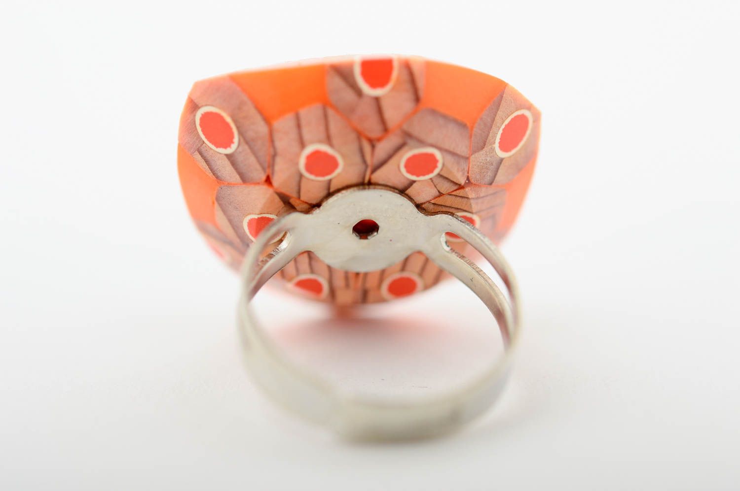 Перстень ручной работы кольцо из карандашей оранжевое крупное стильное кольцо фото 5