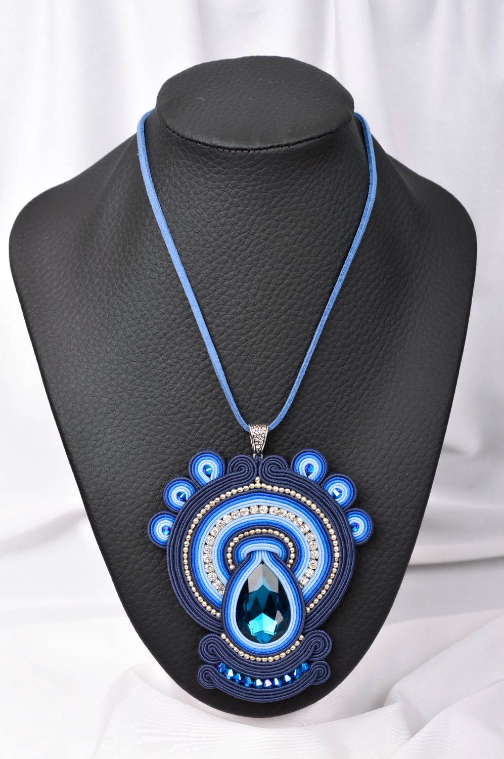 Stylish pendant handmade blue accessory feminine designer jewelry photo 1