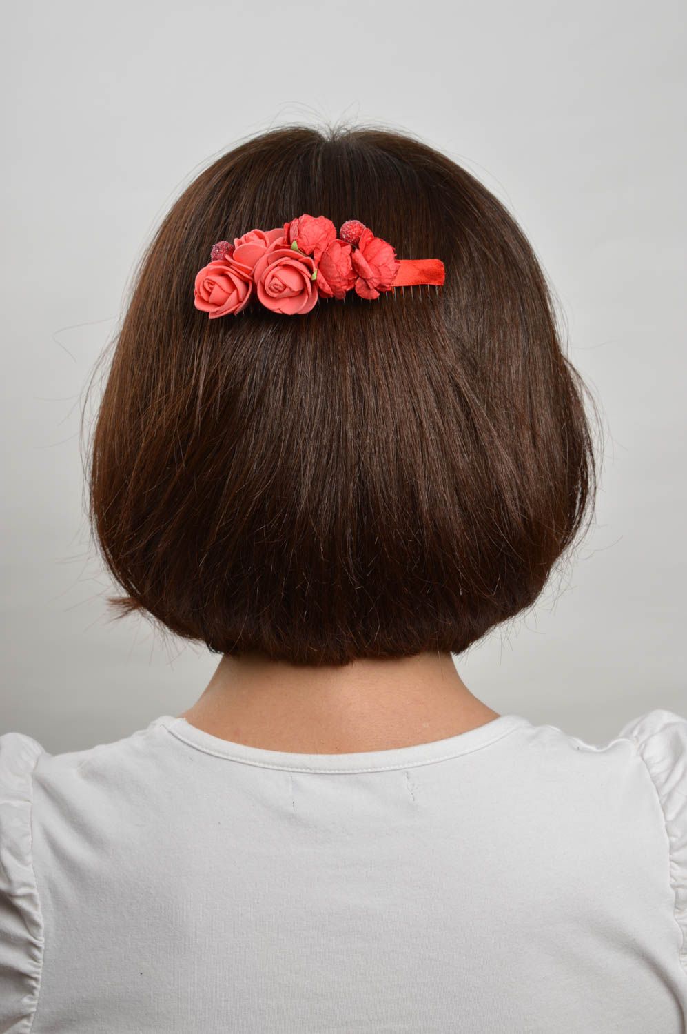 Аксессуар для волос хэнд мэйд гребень для волос с розами красивая бижутерия фото 1