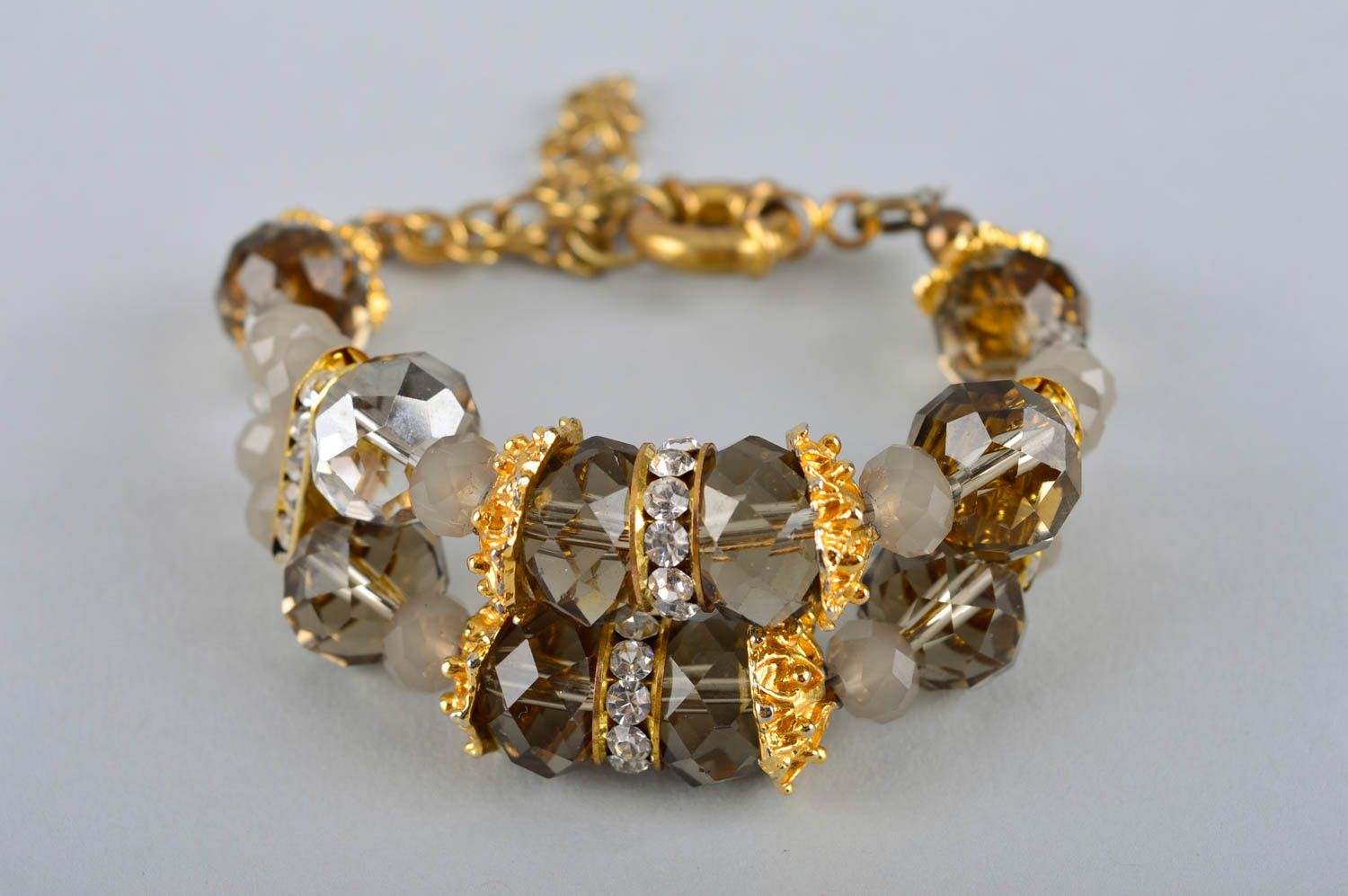 Handmade crystal beaded necklace and bracelet unique designer jewelry present photo 4