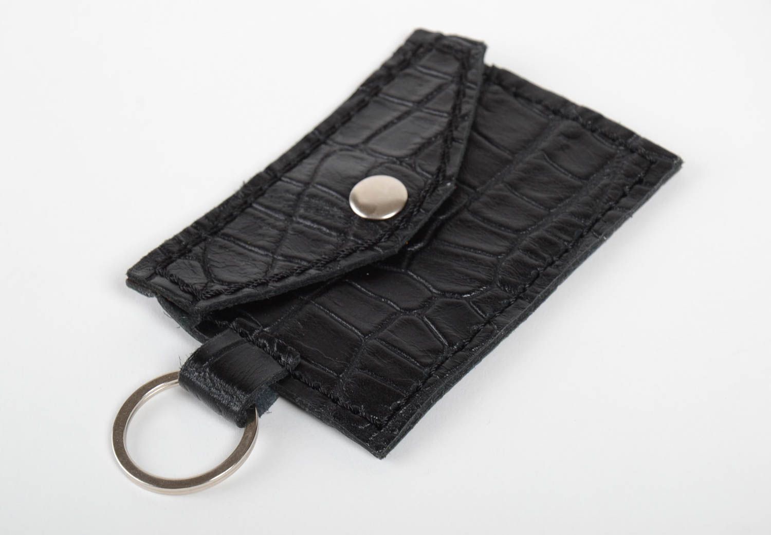 Handmade leather wallet keychain wallet leather goods mens accessories  photo 2