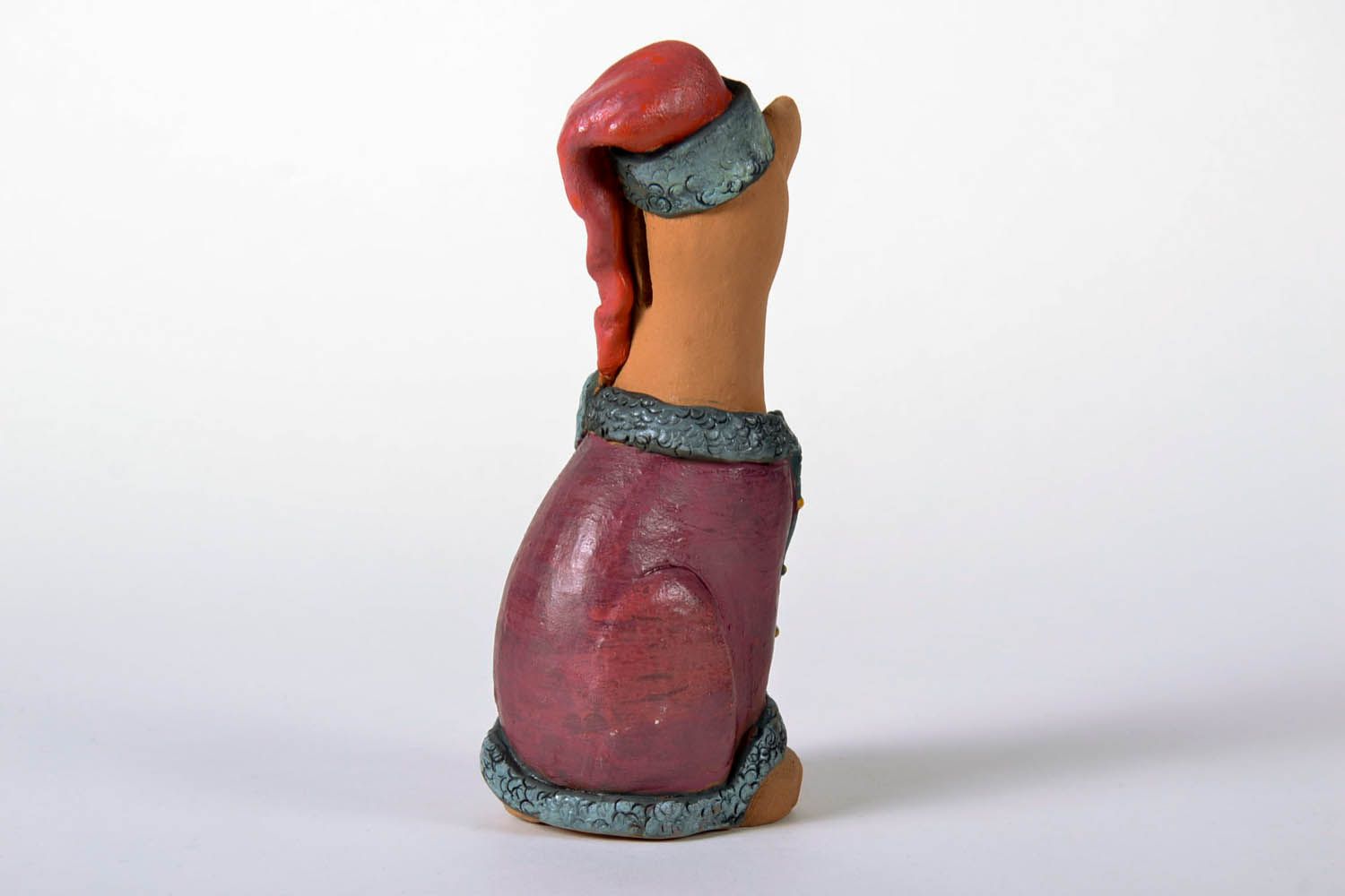 Estatueta decorativa artesanal de argila decoração do interior figuras de cerâmica Gato cossaco foto 3