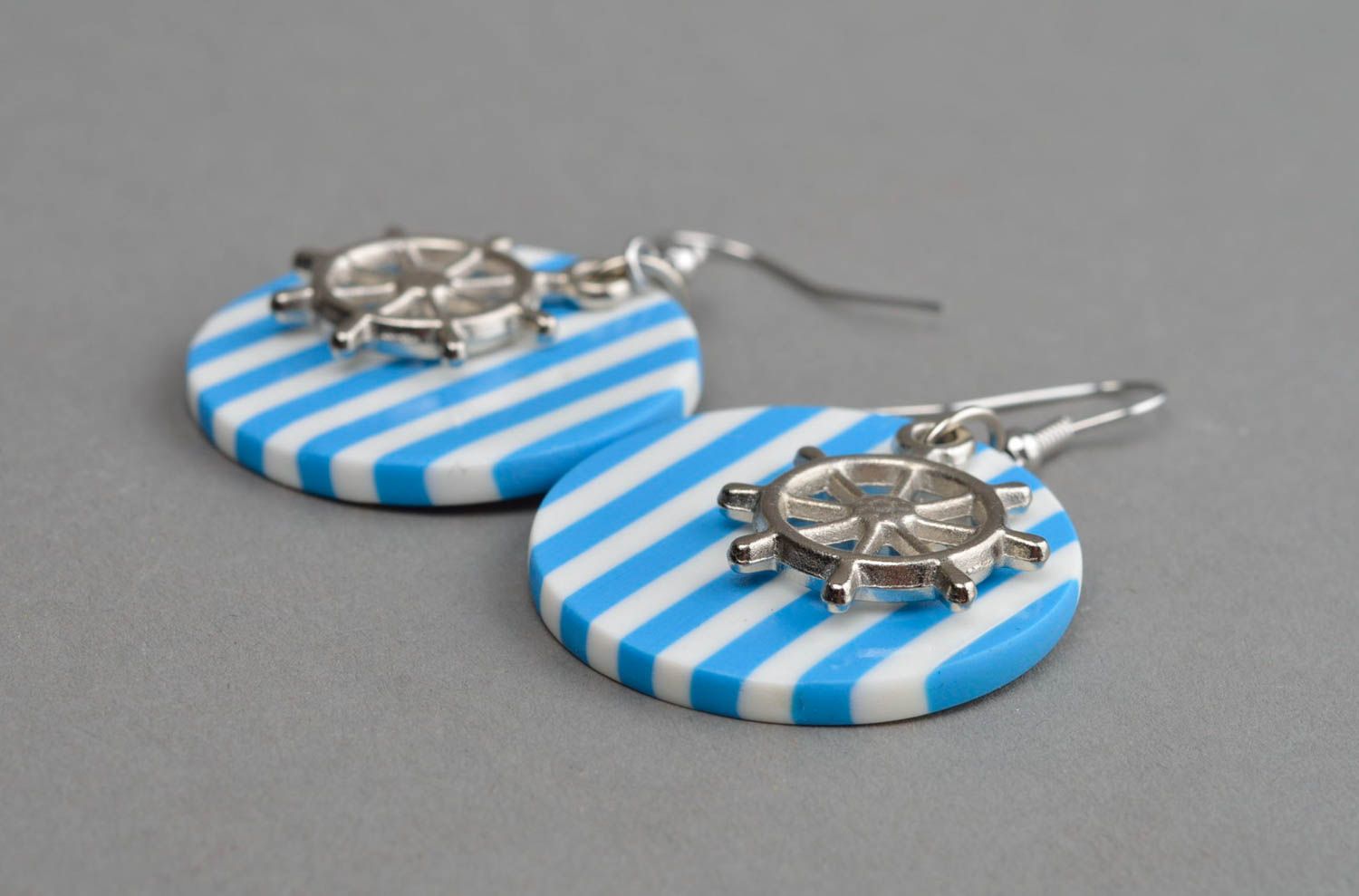 Plastic painted earrings handmade polymer clay accessory present for women photo 3