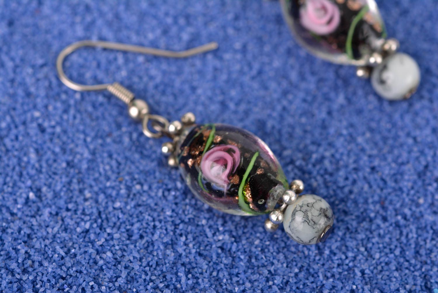 Handmade earrings glass earrings unusual accessory gift ideas long earrings photo 1