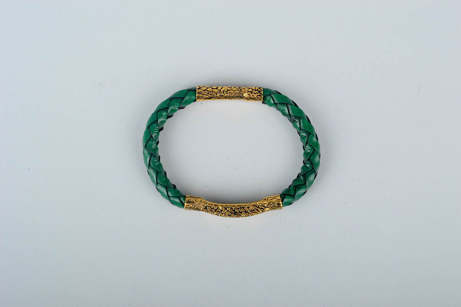 Кожаный браслет хэнд мэйд браслет на руку зеленый женское украшение из кожи фото 3