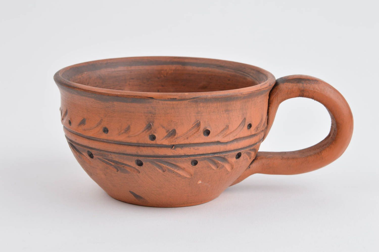 Чайная чашка ручной работы глиняная чашка посуда для чая оригинальная коричневая фото 2