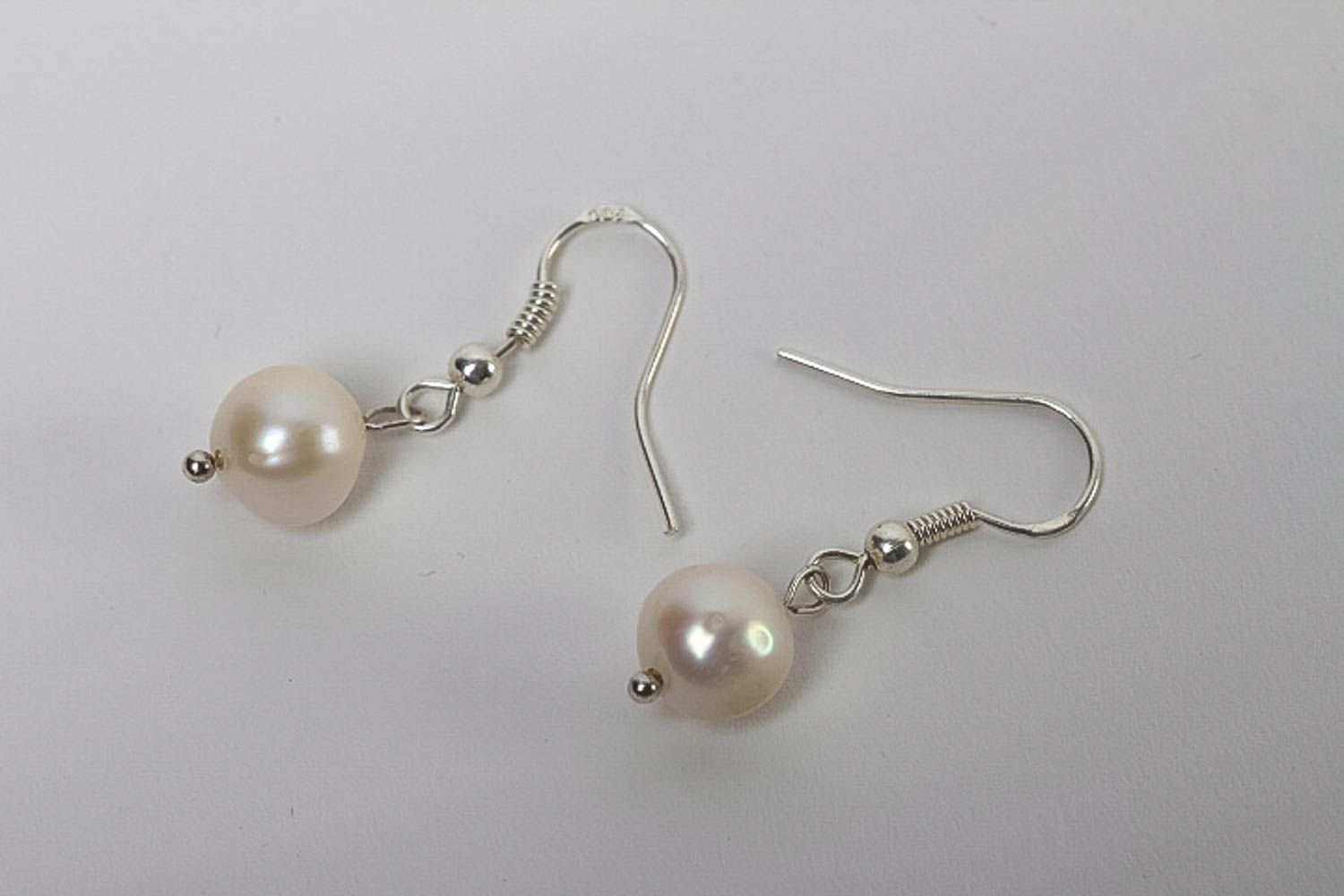 Handmade earrings with pearls earrings with charms designer accessories photo 2