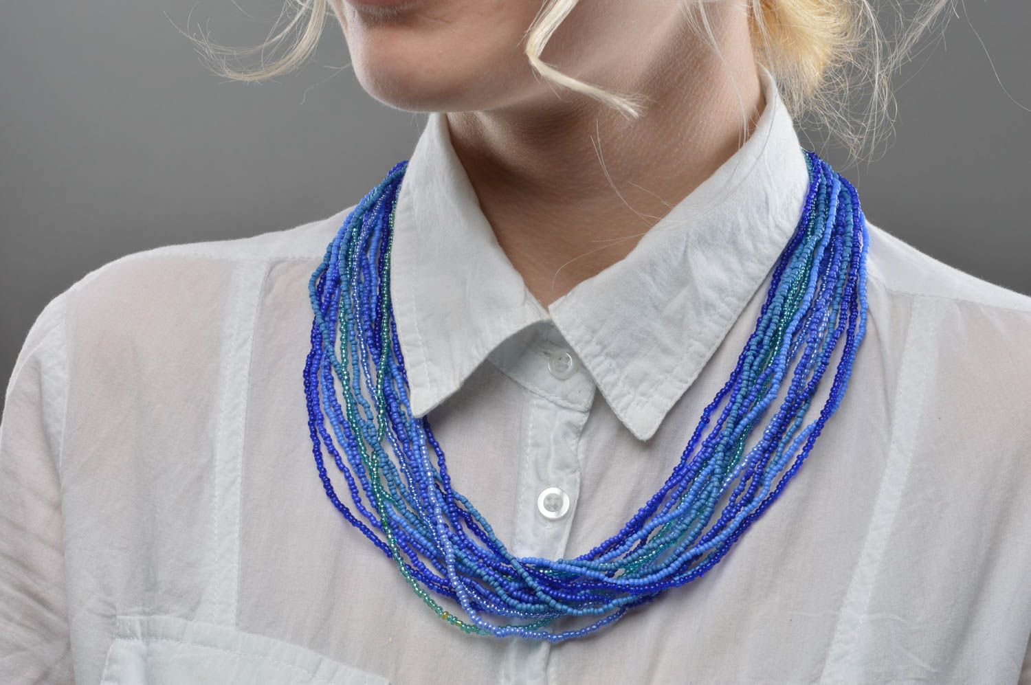 Collar de abalorios azul bisutería de moda accesorio para mujer original foto 5