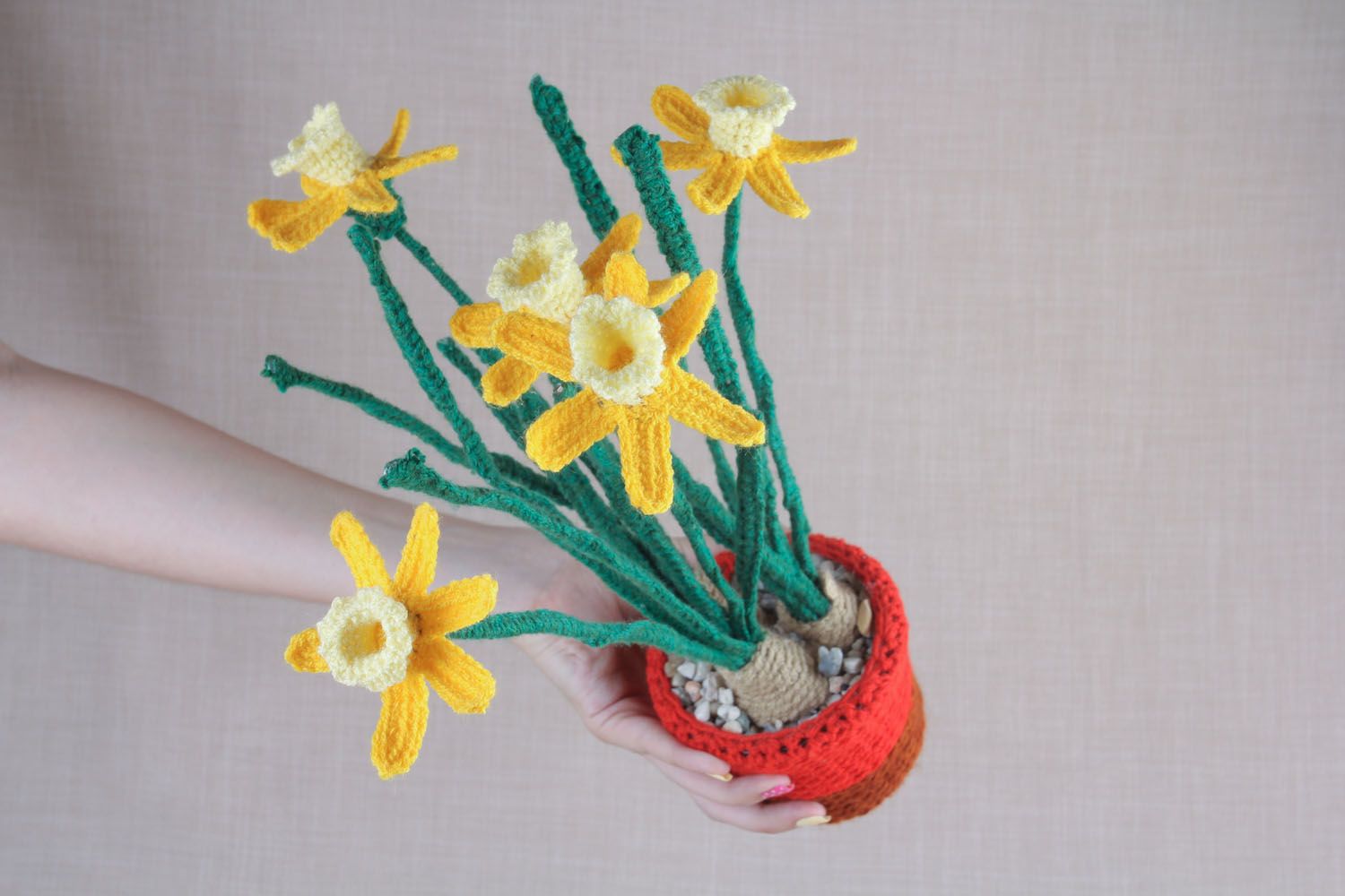 Crochet decorative element Narcissuses photo 3