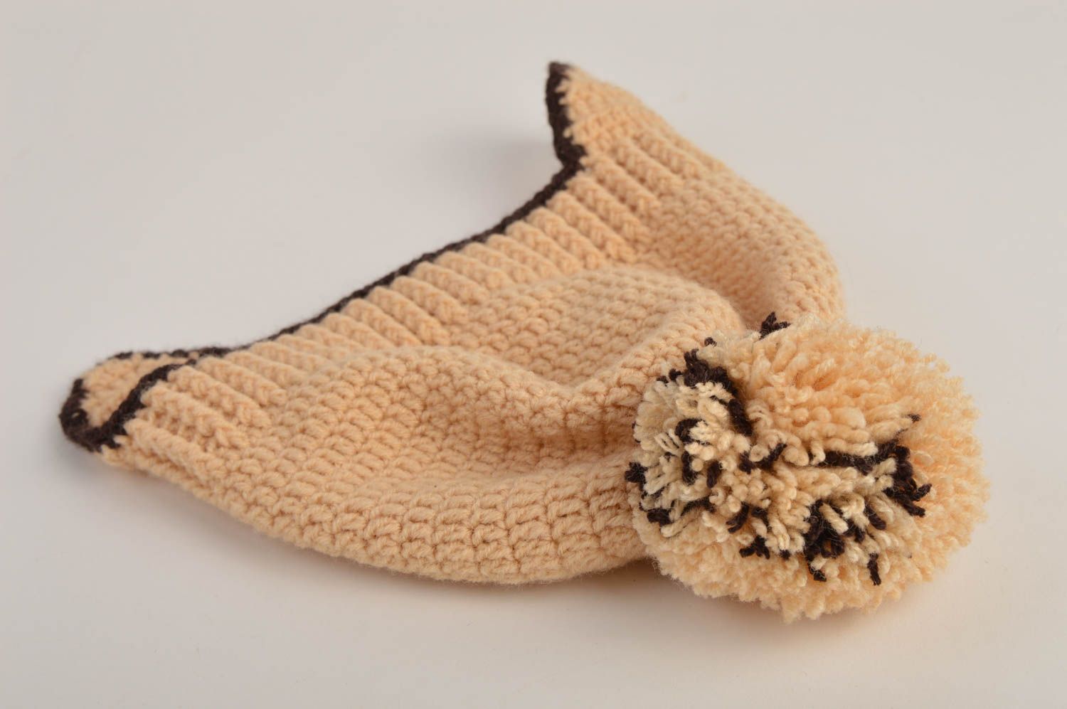 Bonnet tricot Chapeau fait main beige Vêtement enfant cadeau pour enfant photo 4